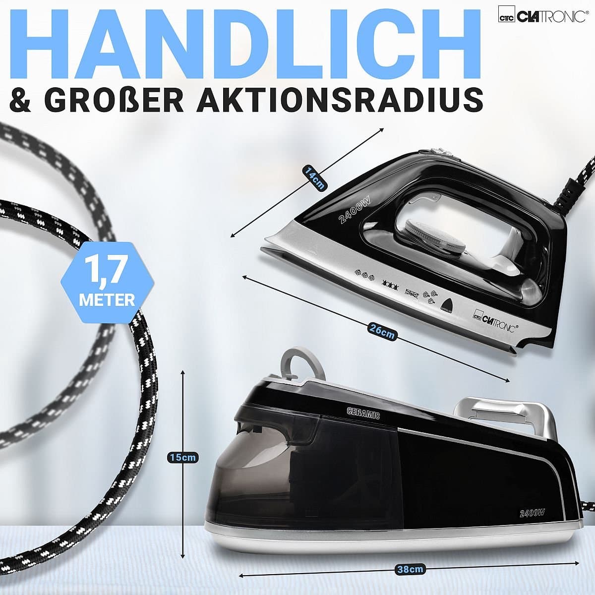 Clatronic DBS 3749 - Stoomstrijkstation met stoomstrijkijzer - 3.5Bar -1,2Liter thumbnail 5