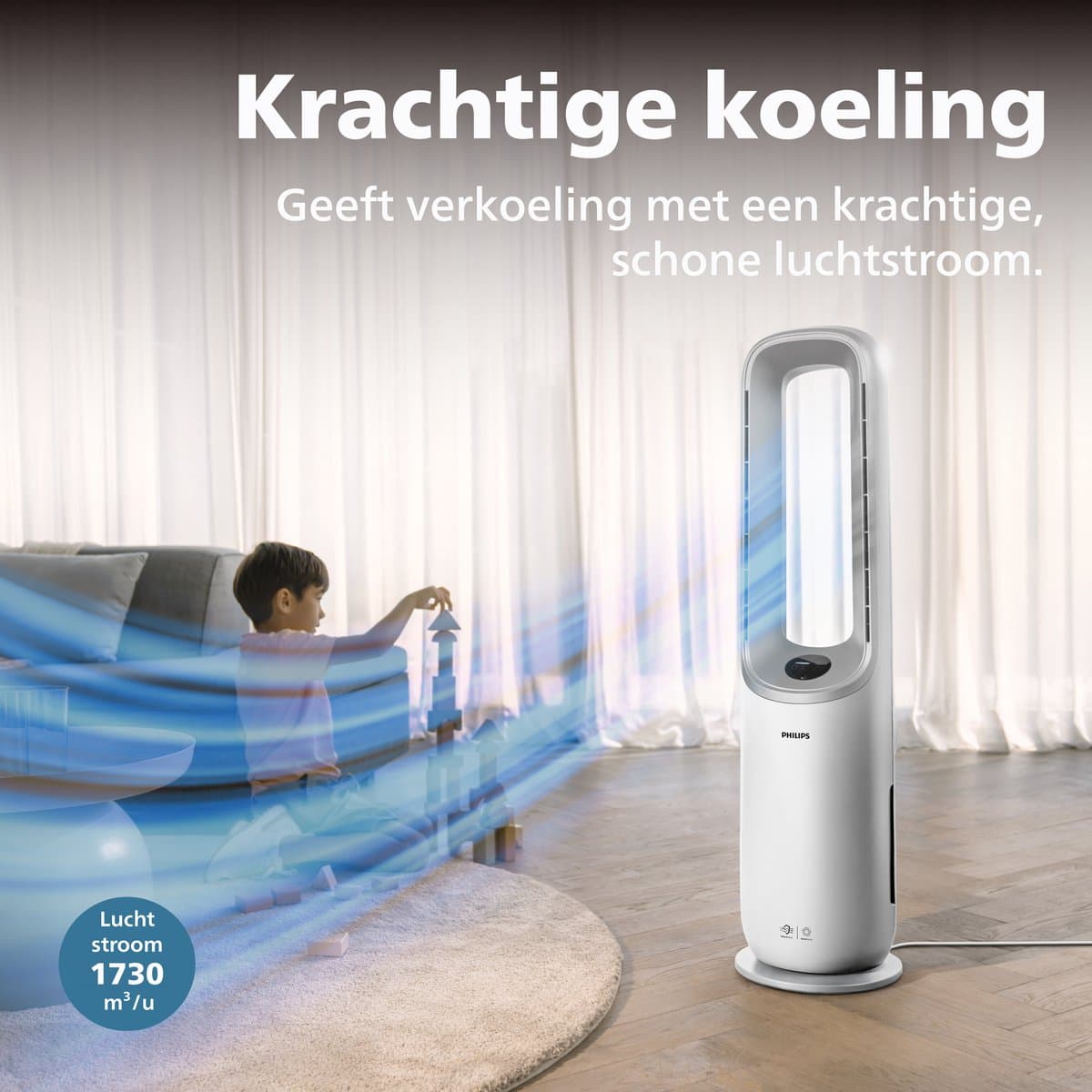 Philips 7000 Series Air Performer 2-in-1 Luchtreiniger en Ventilator - CADR 270m3/u - Ruimtes tot 70m2 - 3 laags HEPA Filtratie - Air+ app - Wit - AMF765/10 thumbnail 5