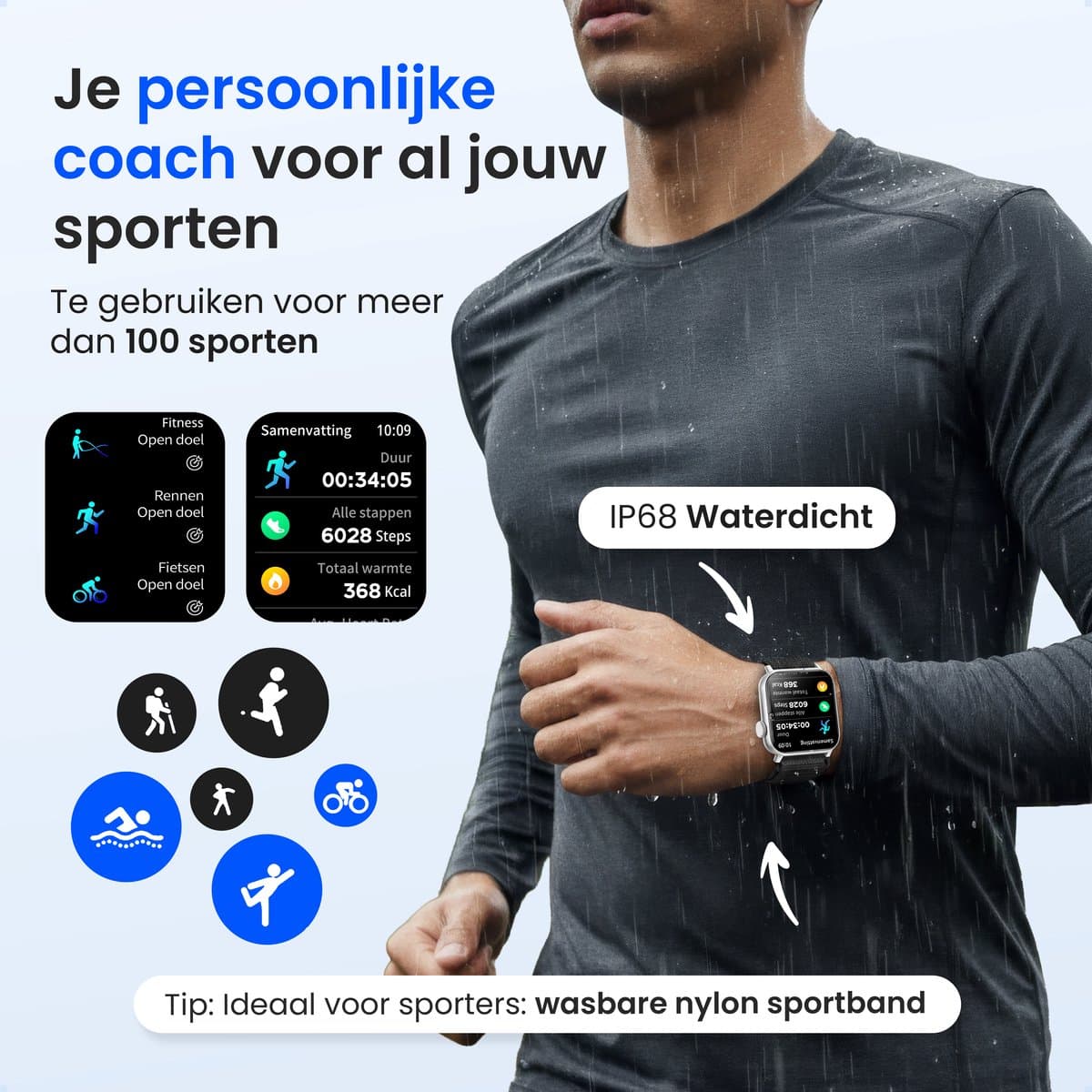 Siltcon® Smartwatch Dames Pro - Smartwatch Heren Pro - Sporthorloge Dames & Heren - Stappenteller Horloge - Hartslagmeter – Bloeddrukmeter - Slaapmonitor - Saturatiemeter - Belfunctie - Elke Smartphone - RVS - Incl. 4 Bandjes - Zilver thumbnail 4