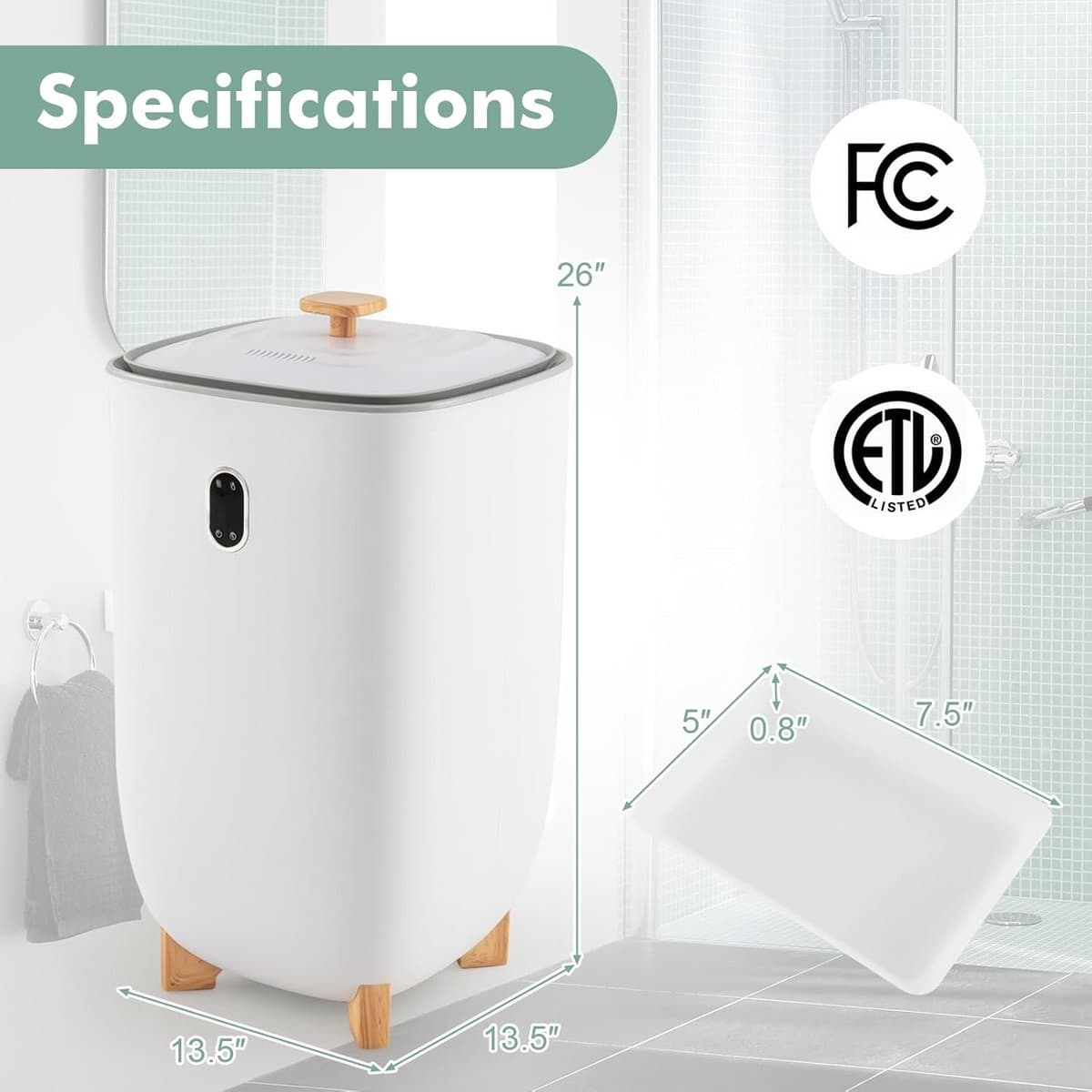 Handdoekwarmer - Badkamer verwarming - Ontspannen sfeer - Grote capaciteit - 35 liter - Wit thumbnail 4