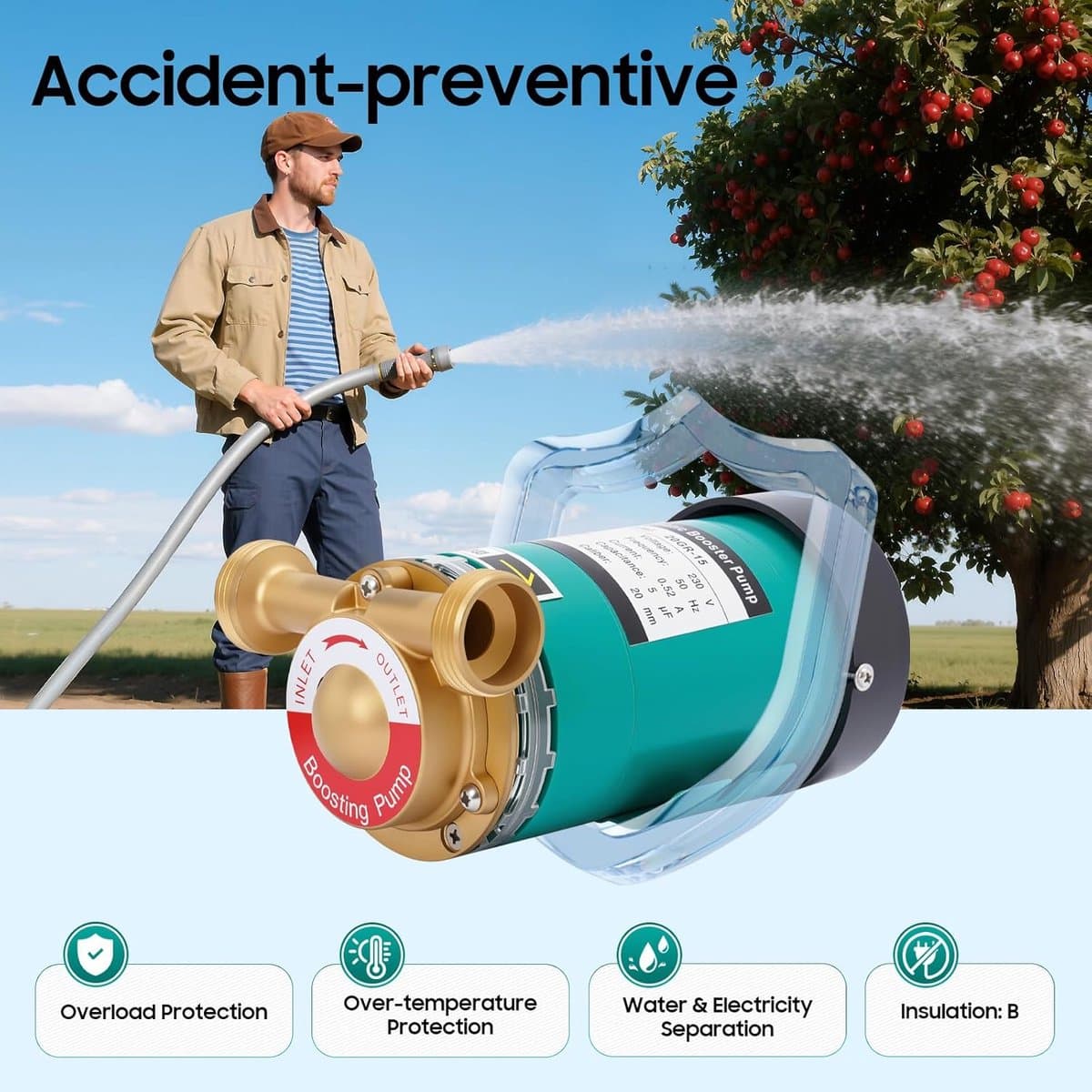 Automatische Drukverhogingspomp 120W - Waterpomp met 15m Opvoerhoogte voor Douche en Tuin thumbnail 6