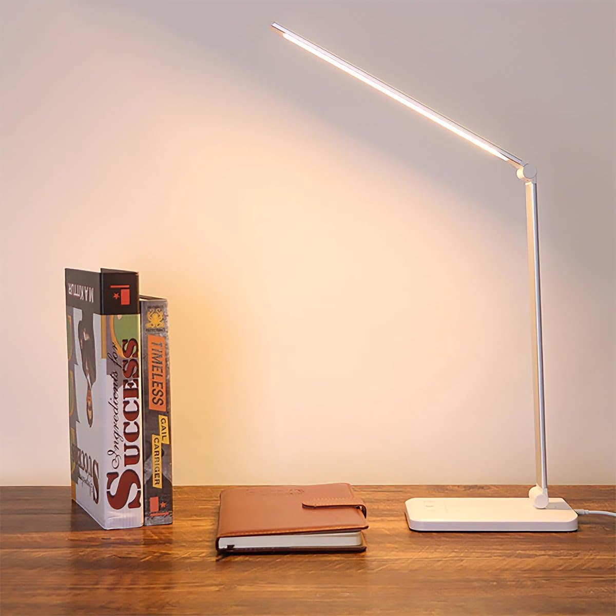 Sounix LED Bureaulamp Oplaadbaar - 5 Lichtkleuren - Dimbare Tafellamp met USB-Oplaadpoort - Oogvriendelijke Leeslamp voor Kantoor, Studie en Slaapkamer - Wit thumbnail 4