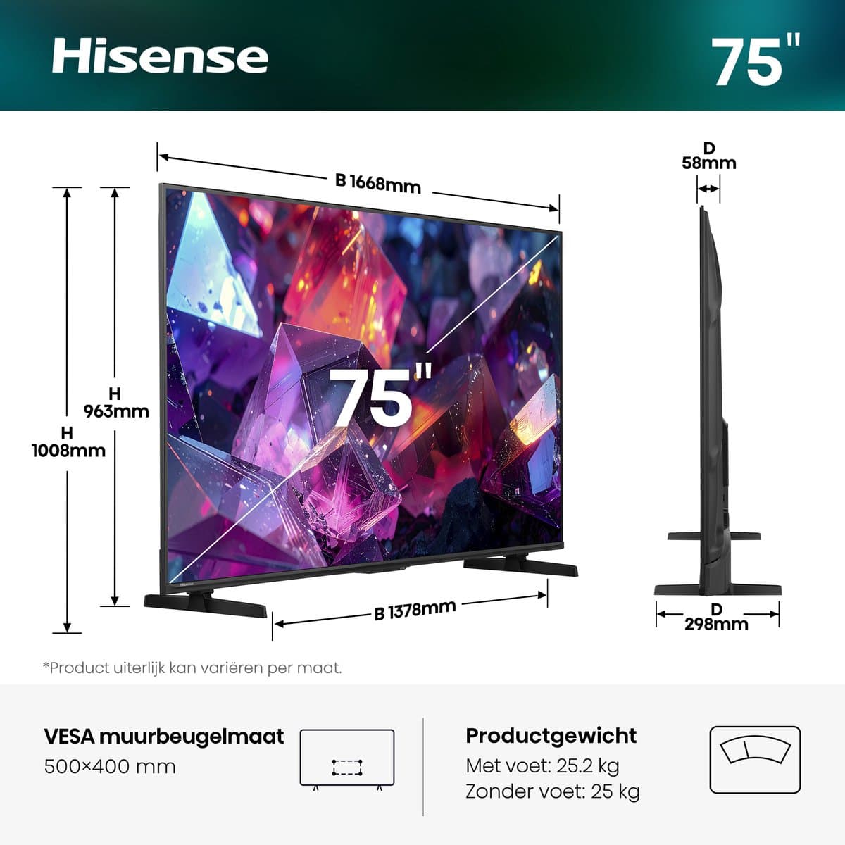 Hisense 75E7S PRO SmartTV - 75 inch - 4K Hi-QLED - 2026 - Native 144Hz Game Mode - Hi-QLED Colour - Built-in Subwoofer - AI Picture - AI Smooth Motion - AMD FreeSync Premium - Dolby Vision Atmos thumbnail 8