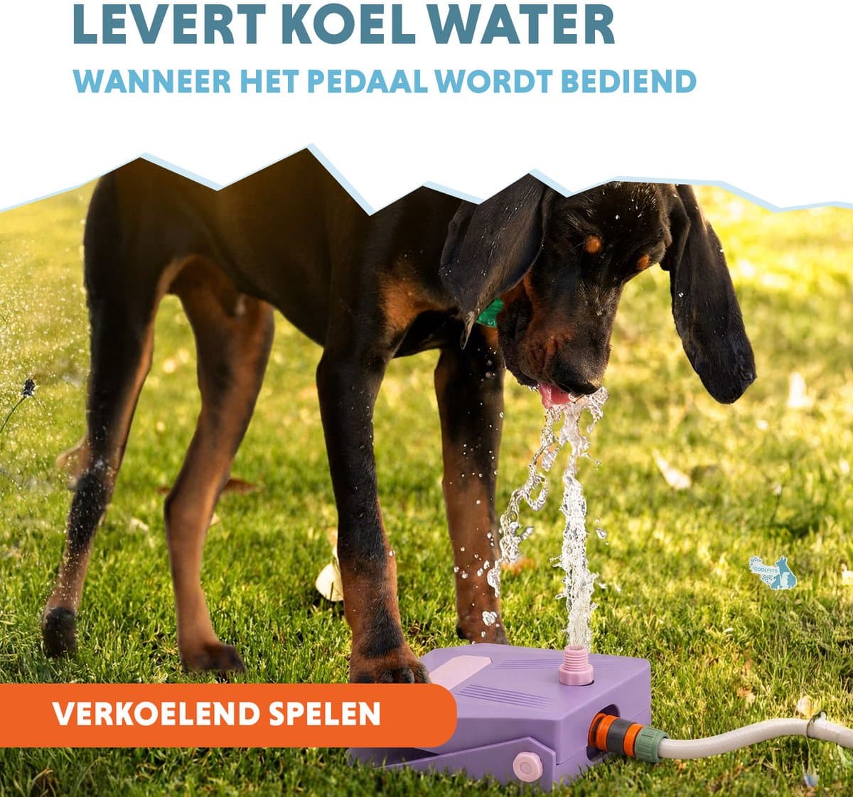 CoolPets Waterfontein Hond Tuinslang - Drinkfontein hond – Waterspeelgoed Hond - Verkoeling voor Honden - Splash Water Fountain - Lila thumbnail 3