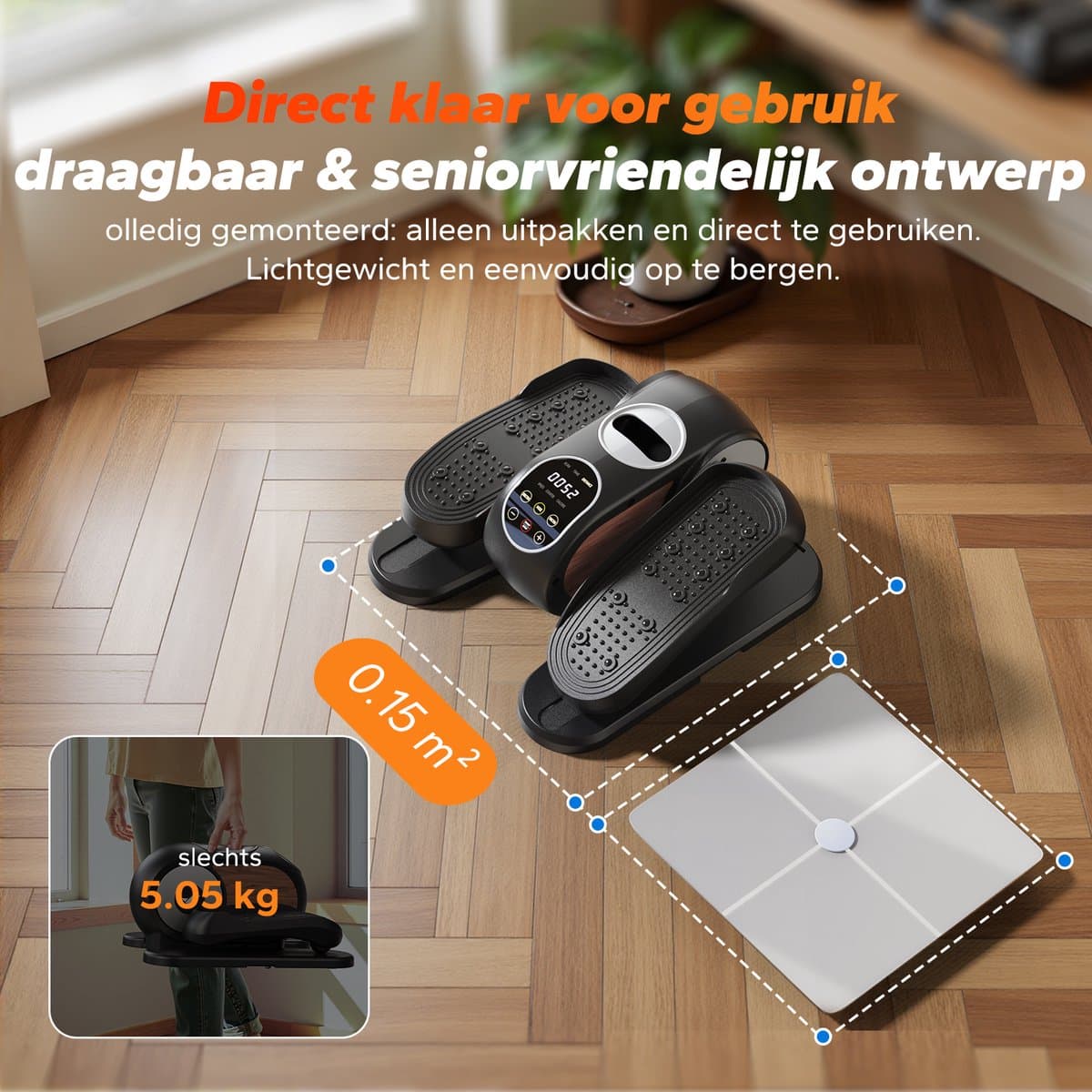 Mini Elliptische Crosstrainer & Stepper - Compacte Desk Bike met 12 Snelheden & LCD-Display - Ruimtebesparende Beentrainer & Stoelfiets voor Thuis en Kantoor - Zwart thumbnail 3