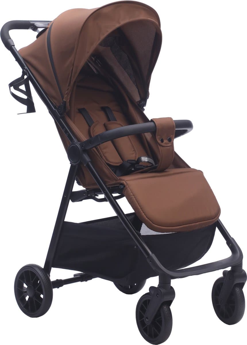 Bebies First Buggy MIO - Lichtgewicht Opvouwbare buggy- Verstelbare Rugleuning - Zwenkwielen, Zonnekap & Boodschappenmand - Geschikt vanaf Geboorte tot 22 kg - Espresso thumbnail 6