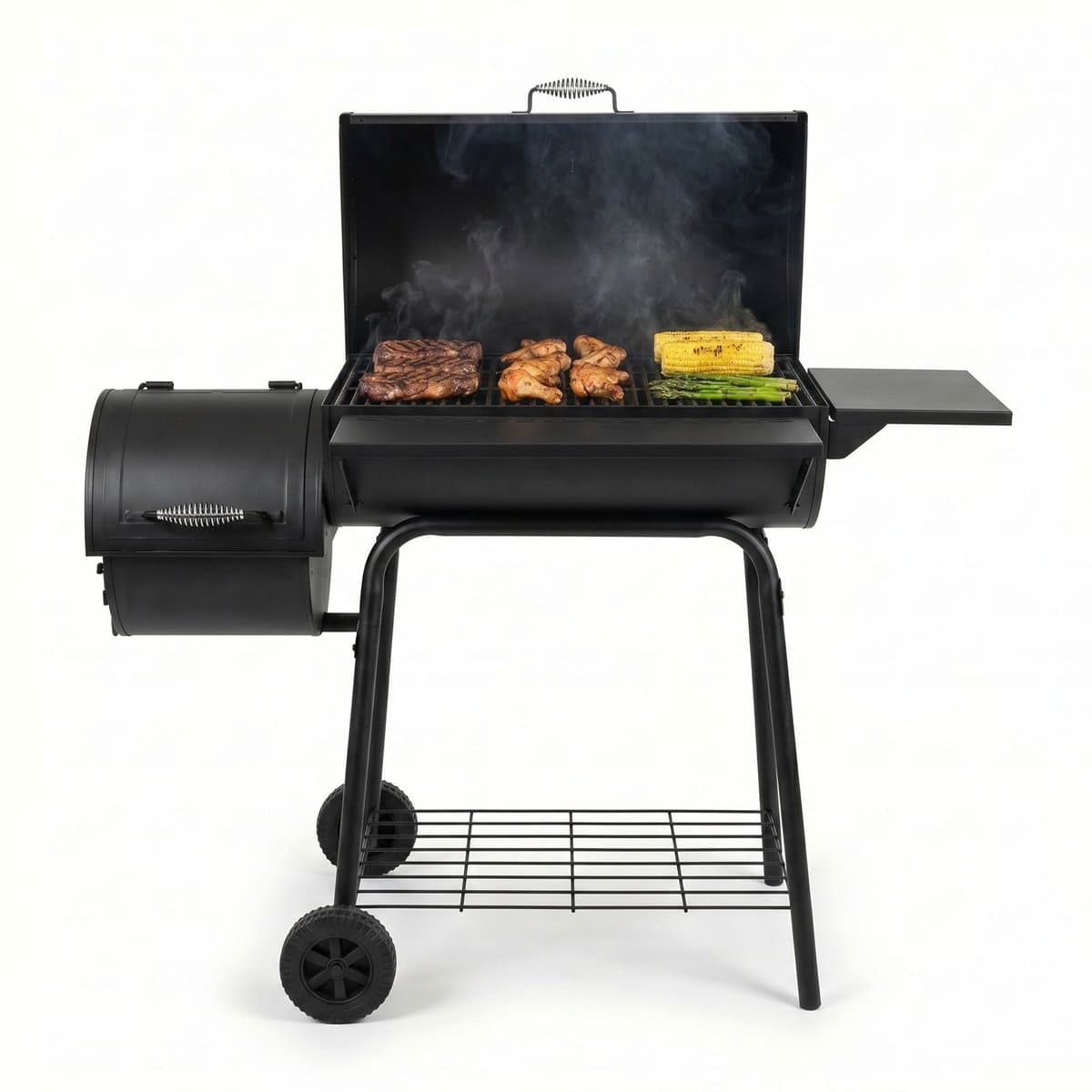 Lugia houtskoolbarbecue met offset-smoker