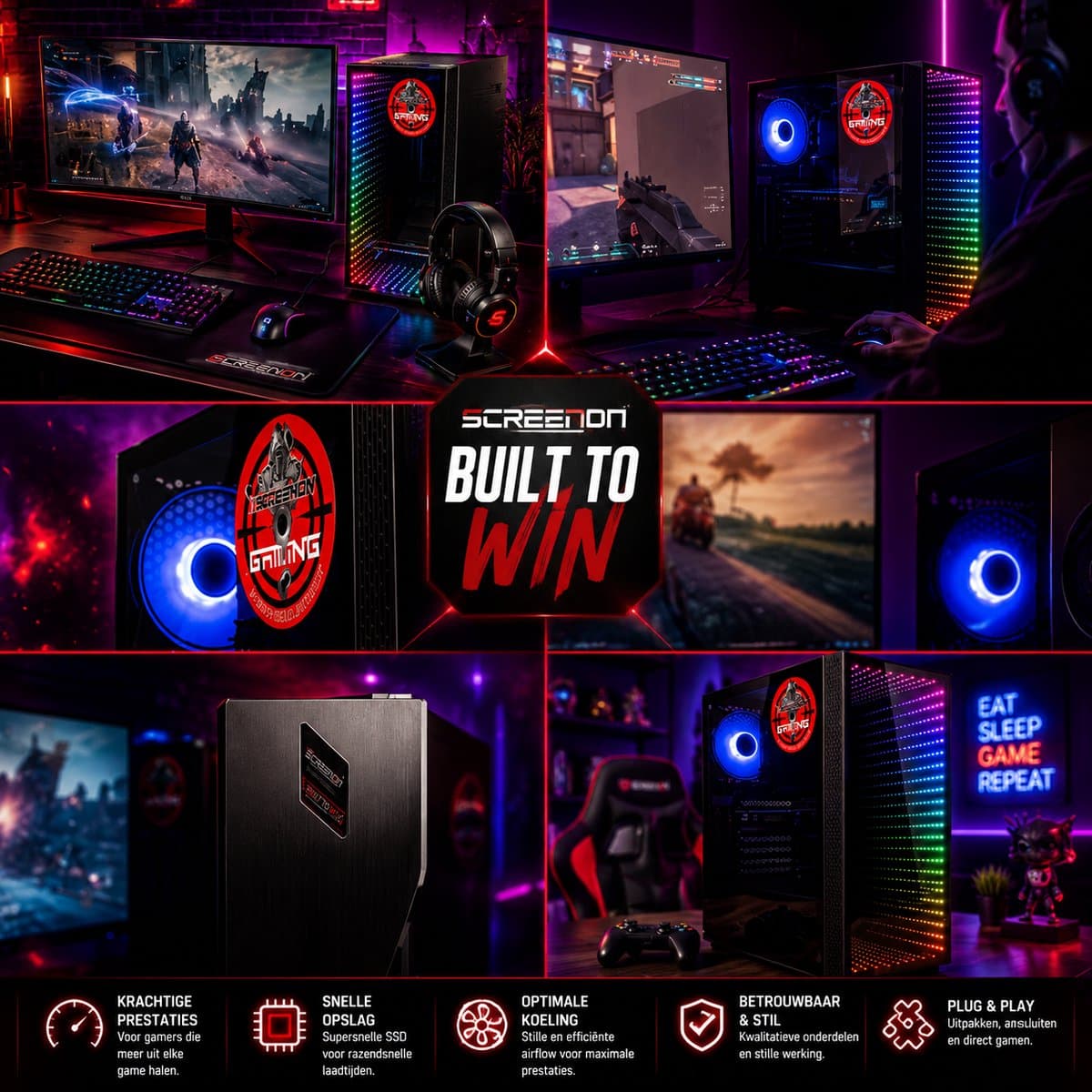Game PC RTX 3050 6GB Gaming Desktop | AMD Ryzen 5 2600X | 16GB DDR4 RAM | 500GB SSD | Windows 11 Pro | RGB Gaming Computer | Fortnite PC | Minecraft PC | Valorant PC | Roblox PC | Plug & Play | 3 Jaar Garantie thumbnail 4