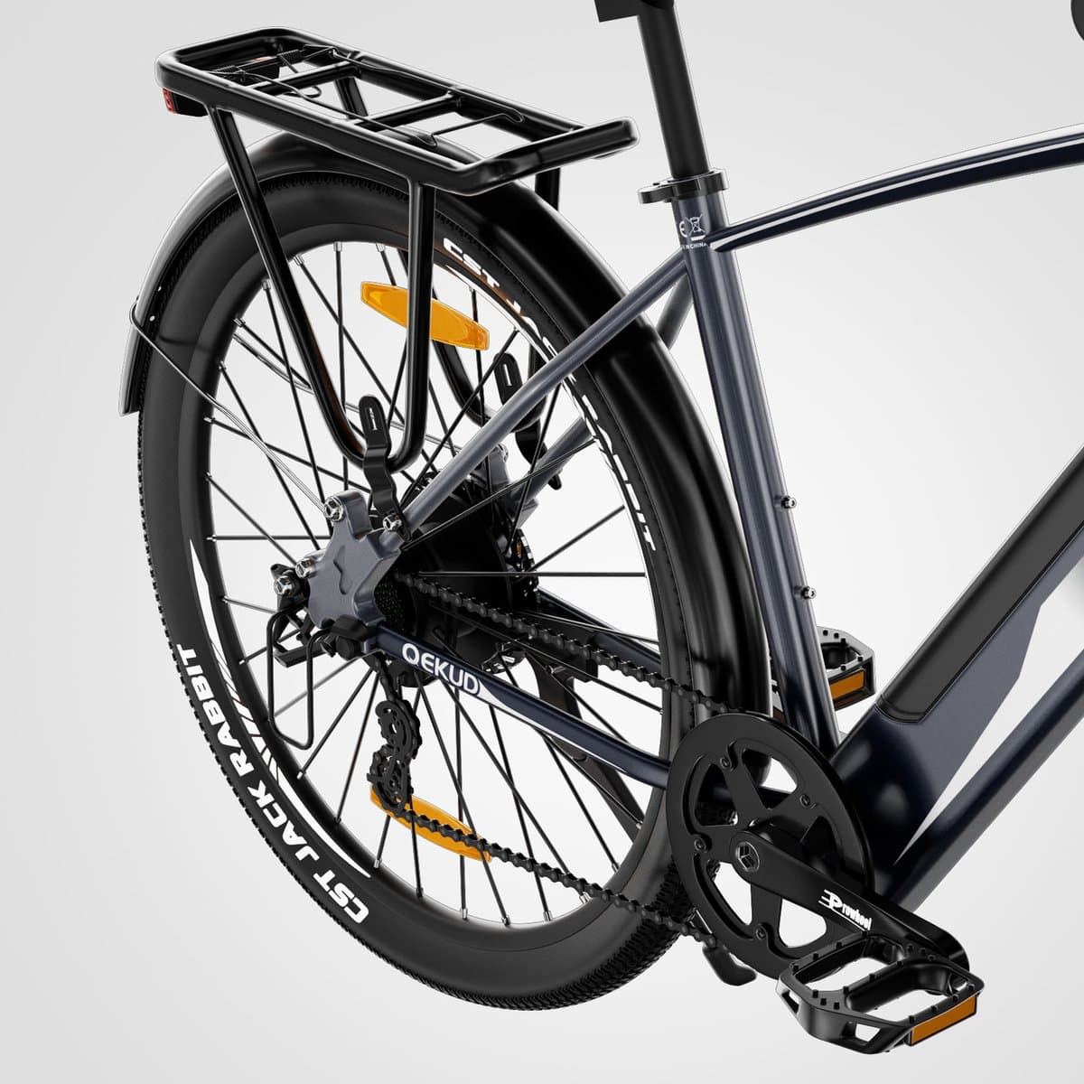 Qekud Elektrische Fiets - E-bike - 27.5 inch - 250W Motor -36V 13Ah Accu - 100km - 7 Versnellingen - met app - grijs thumbnail 4