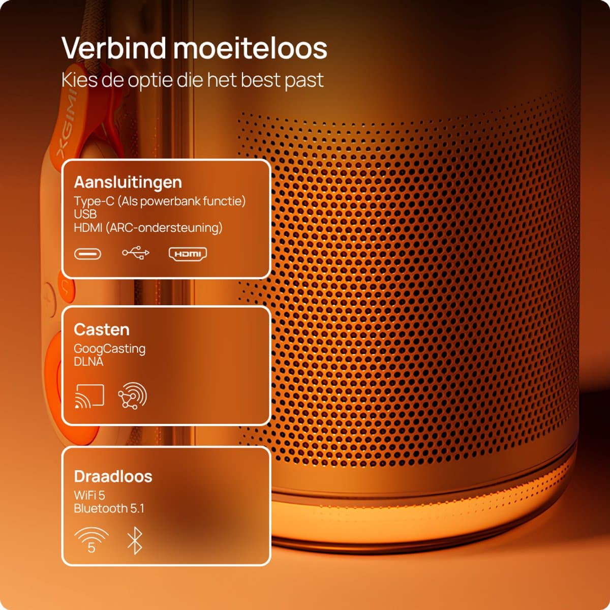 XGIMI MoGo 4 – Draagbare Smart-projector – Beamer – 360° Rotatie – Google TV/Netflix-licentie – Harman/Kardon 2x 6W luidsprekers – Dolby Audio – Ingebouwde Batterij – Bluetooth Speaker thumbnail 6