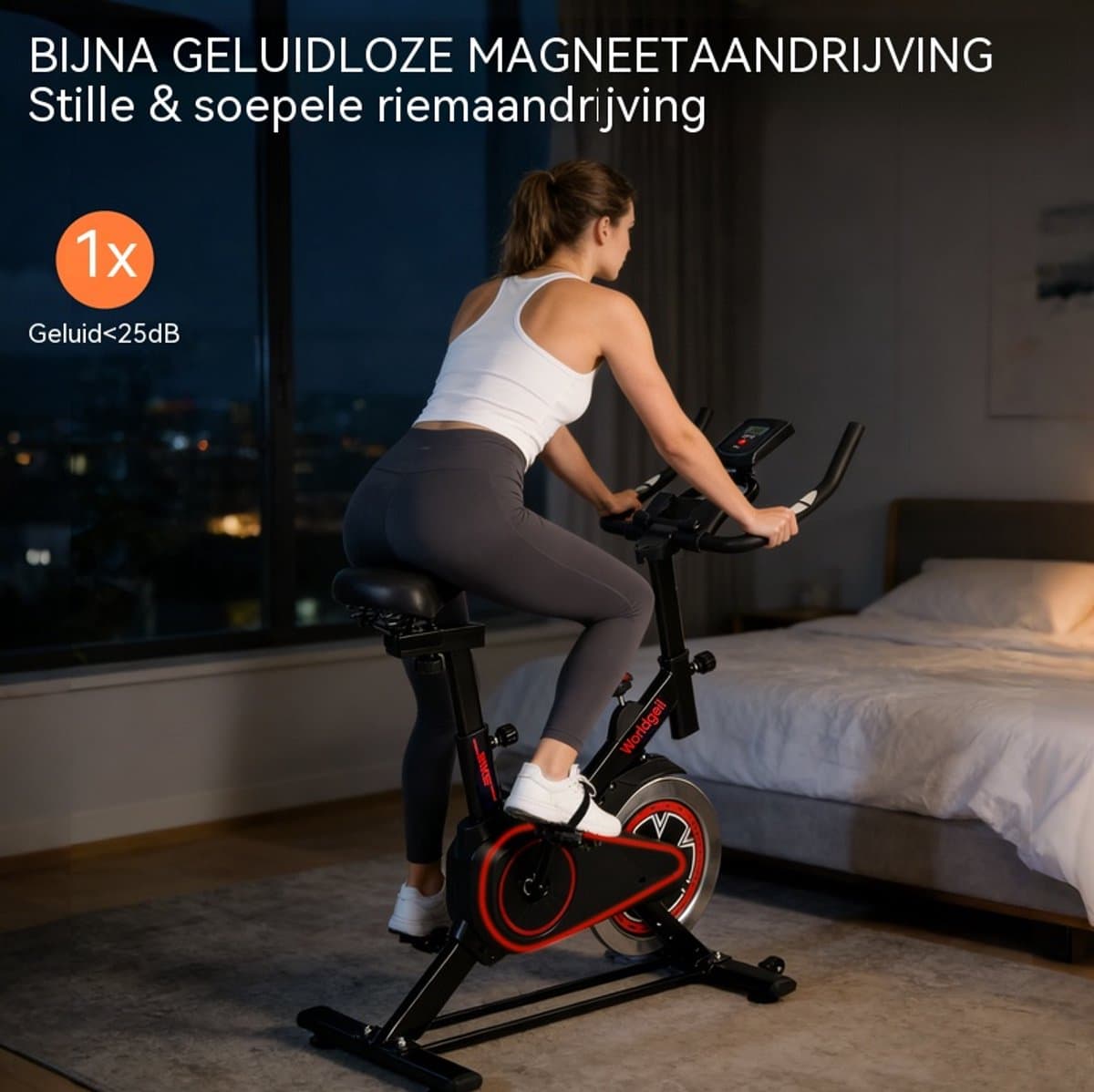 Glitzerlife - Hometrainer Spinningfiets Fitnessbike - inklapbaar verstelbaar stil magnetisch - cardio thuistrainer met monitor - comfortabel zadel - 91 cm - Zwart thumbnail 3