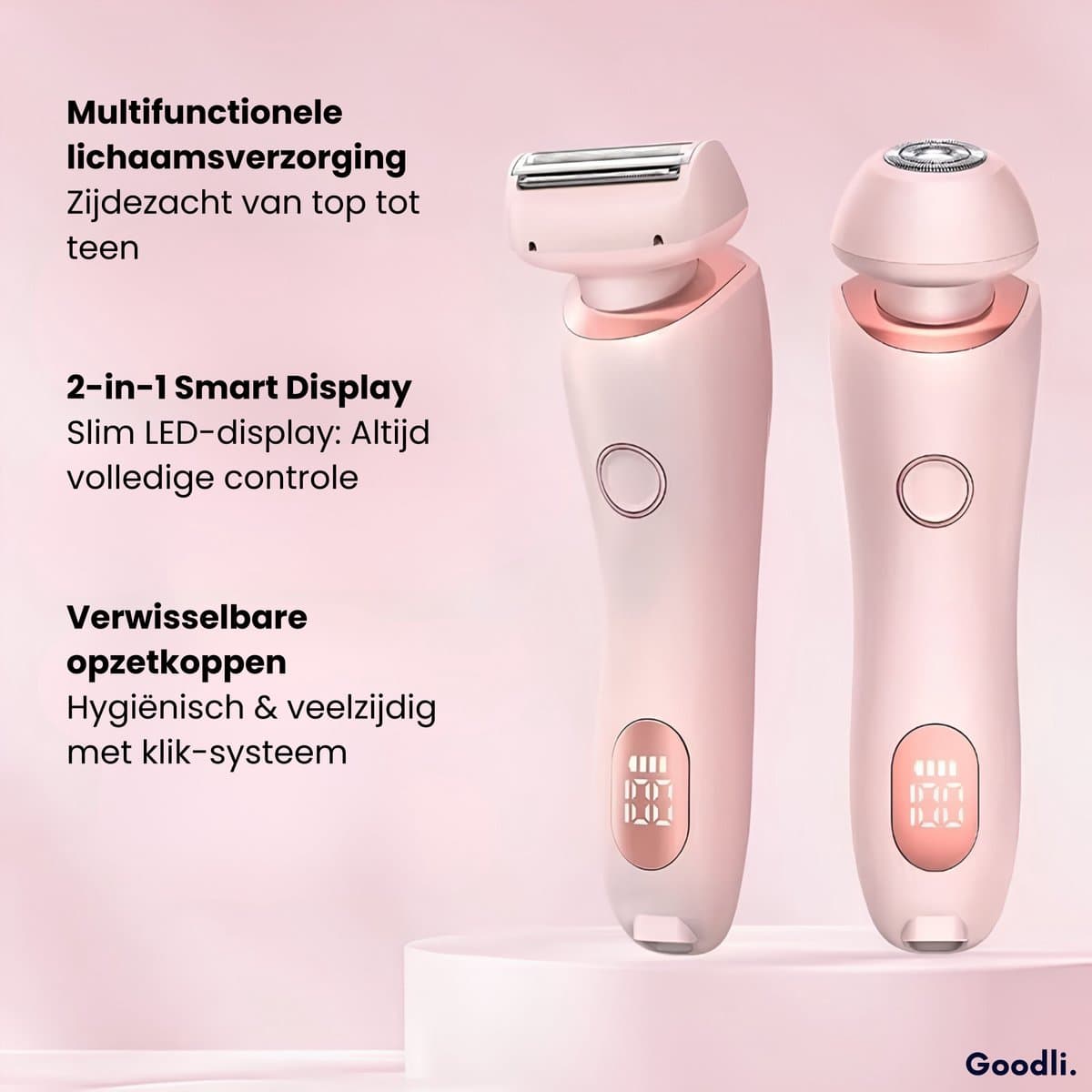 Goodli Ladyshave voor Vrouwen met LED - 2 in 1 Dames Scheerapparaat - Bikinitrimmer - Trimmer Vrouw - Waterdicht IPX7 - USB Oplaadbaar thumbnail 2