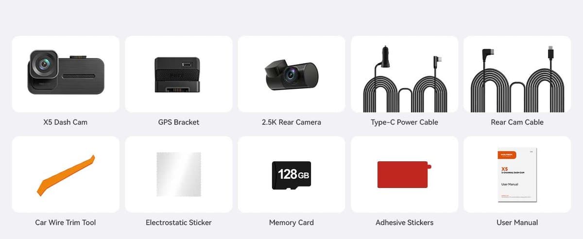 Wolfbox X5 Touch 3CH 4K Wifi Gps 128gb dashcam - Camera voor + achter + interieur - 2,35 inch touchscreen Lcd - Wifi en Gps - Parkeermodus - 4K resolutie - 128gb Micro SD kaart - dashcam voor auto thumbnail 6