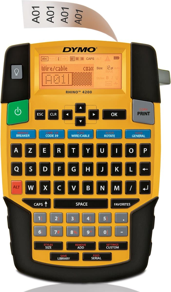 DYMO Rhino 4200 Draagbare Industriële Labelmaker | AZERTY-toetsenbord | Compacte, tijdbesparende labelprinter voor professionals, die veel onderweg zijn