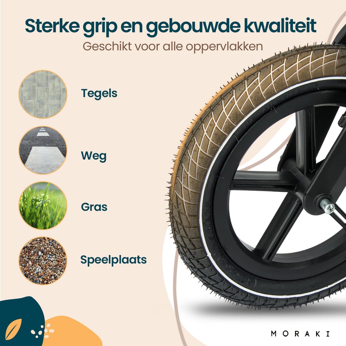 Moraki - Loopfiets - 2 Jaar - Verstelbaar Zadel - Balance Bike - 3 Jaar - Jongens en Meisjes - Beige thumbnail 4