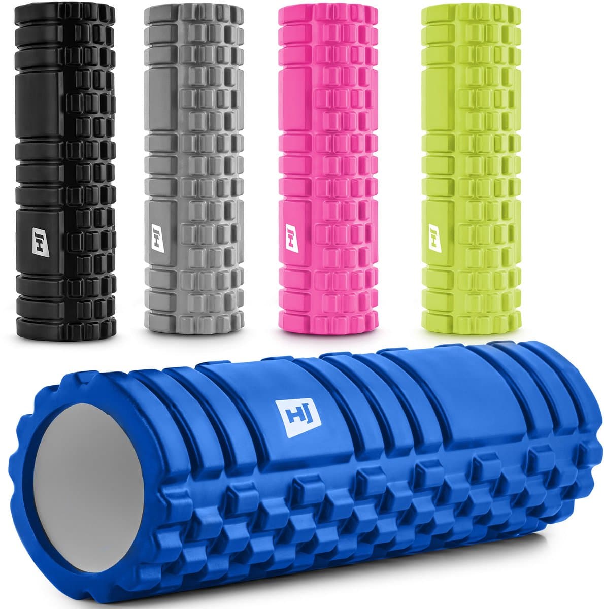Hop-Sport Fasciarol HS-A045YG – Massage Foam Roller met Golfstructuur, 45x14 cm, Medium Hardheid voor Spierherstel (Zwart) thumbnail 3