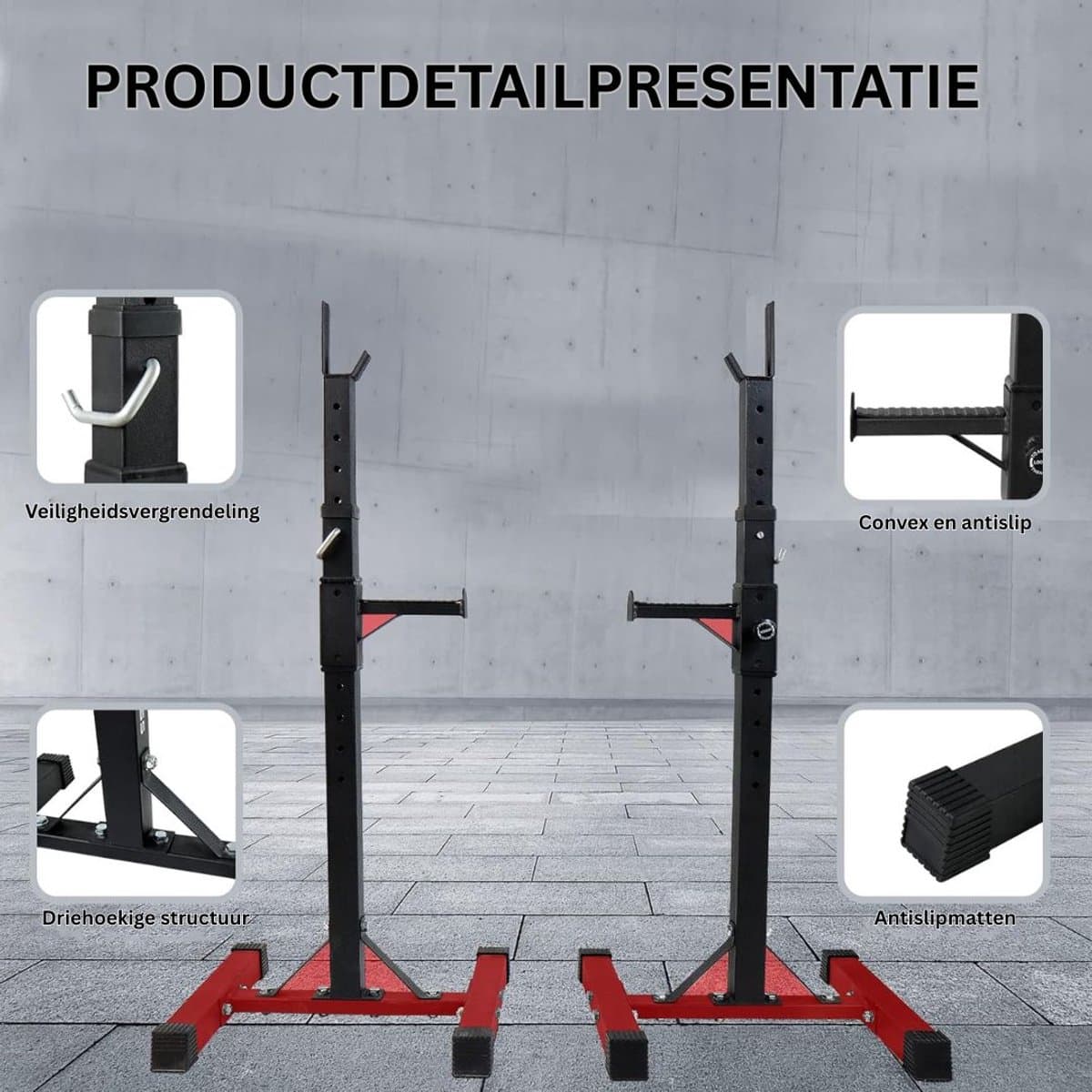 Halterrek - Squat Rack - Power Rack - Max 150kg thumbnail 6