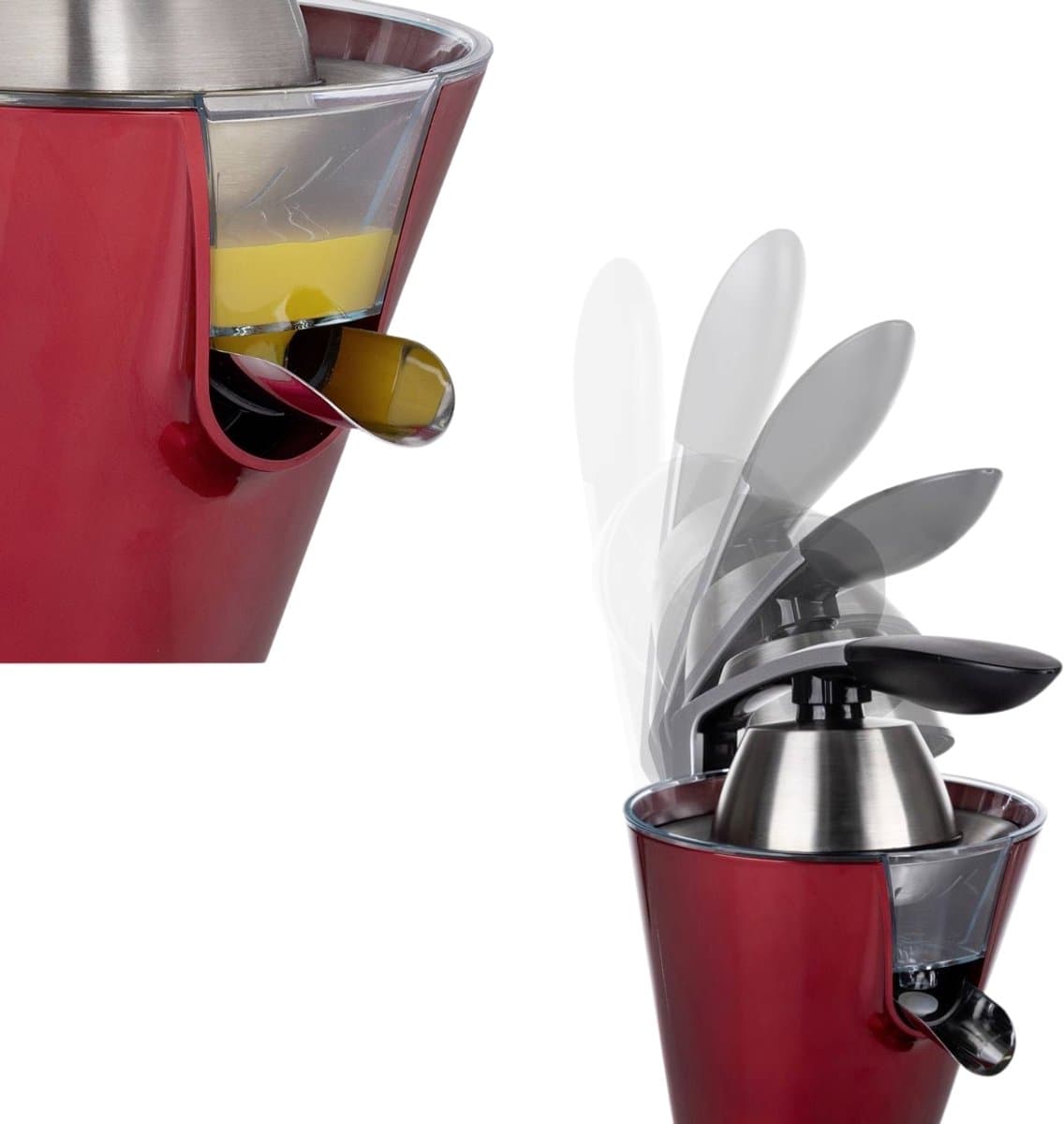 Princess Citruspers – Elektrische Citruspers - Juicer - Fruitpers - 300W – Rood Metallic – 2 Perskegels – Vaatwasserbestendige Onderdelen thumbnail 4