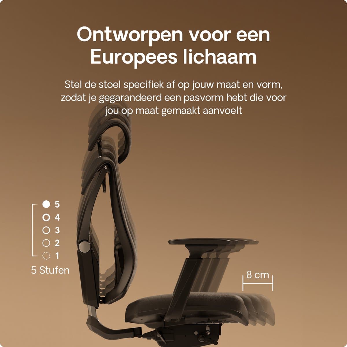 Desktronic SitPro Ergonomische Bureaustoel - Bureaustoelen voor volwassenen - Bureau stoel voor kantoor, gaming - 5D lendensteunsysteem - Armleuningen 4D - Rugleuning 90° tot 135° - heeft BIFMA en .IGR ergonomiecertificering - Zwart thumbnail 2