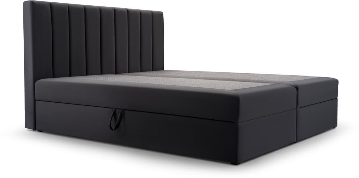 Gestoffeerd Continentaal Bed, Bonell-matras en Topper, TweepeInspireME Boxspring Bed 01 - Bed - Comfortabel topmatras - Met hoofdeindeTot 300KG - Opbergruimte - 180x200 Trinity 16 - Zwart thumbnail 3