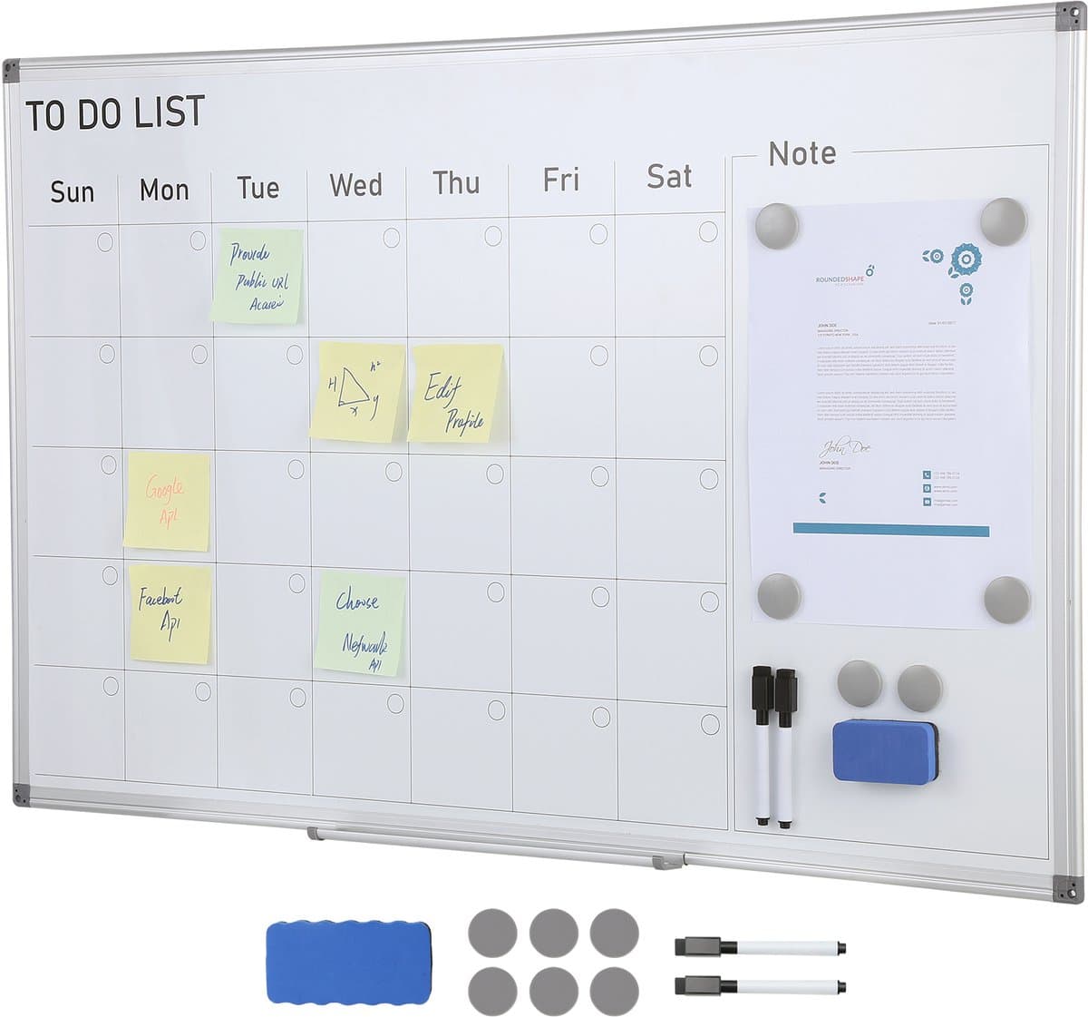 Magnetisch Kalender Whiteboard 915 X 610mm , Droog Uitwisbaar Maandplanner Whiteboard Met Verplaatsbare Lade, Incl, 1 Magnetische Gum En 2 Droog Uitwisbare Markers, Ideaal Voor Gebruik Op Muren In Restaurants, Kantoren, Thuis Of Op School