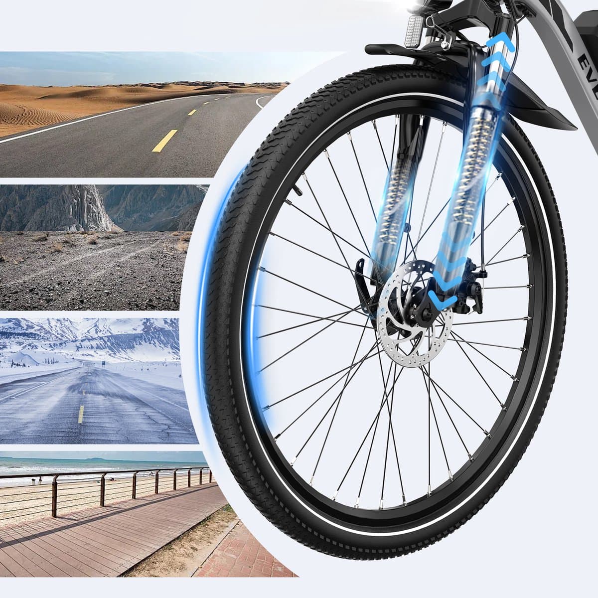 EVERCROSS EK15 Elektrische fiets - Ebike - 26" - 36V 10.4AH - tot 35-90 km - 7 versnellingen - grijs thumbnail 2