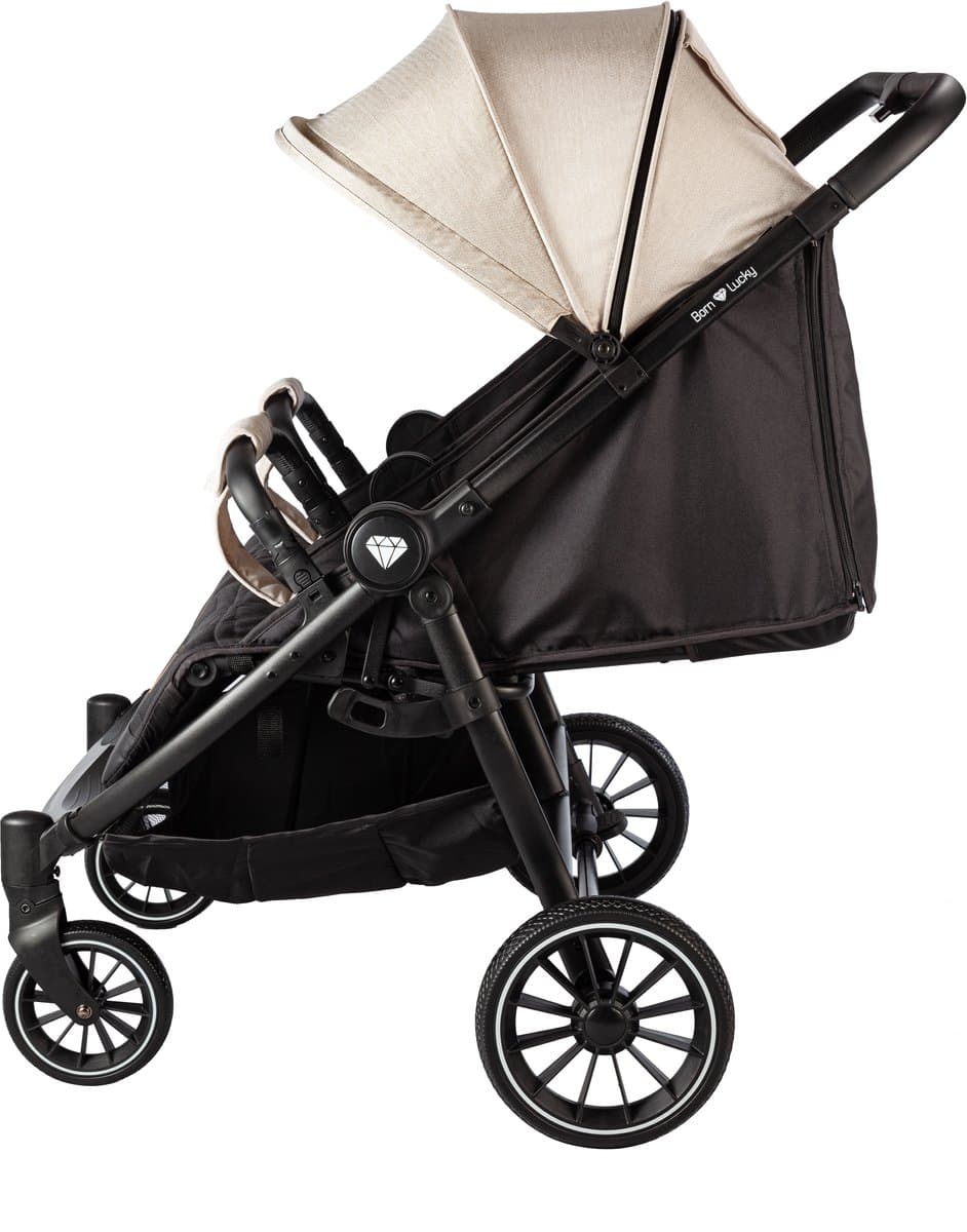 Born Lucky Ranger Duo Buggy Kinderwagen Tweeling Buggy Inklapbaar Lichtgewicht Dubbele Buggy Met Verstelbare Rugleuning en Zwenkwielen – Beige thumbnail 3