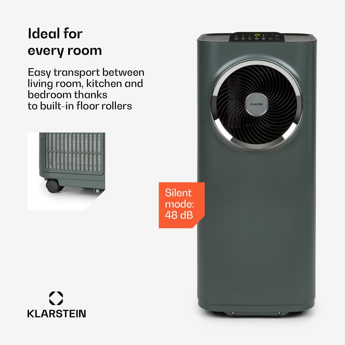 Klarstein mobiele airconditioner met luchtafvoerslang, 5-in-1 airconditioner, ventilator, luchtontvochtiger, luchtreiniger & nachtmodus, app-bediening, kleine & draagbare airconditioner voor thuis & op kantoor, 10000 BTU,9 kW voor 49 m² 50 dB thumbnail 6
