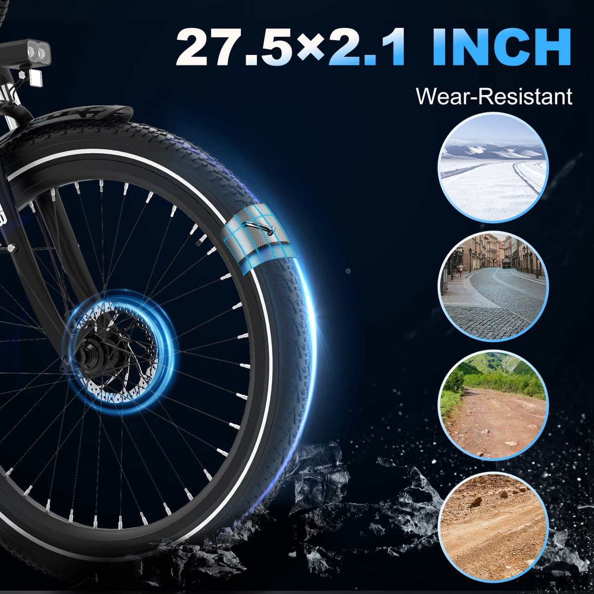 RG6 Elektrische Fiets dames, 60-80 km Trendy City Commuter EBike, 27.5 Inch, 250W, 7 versnellingen, met App en NFC,blauw thumbnail 6