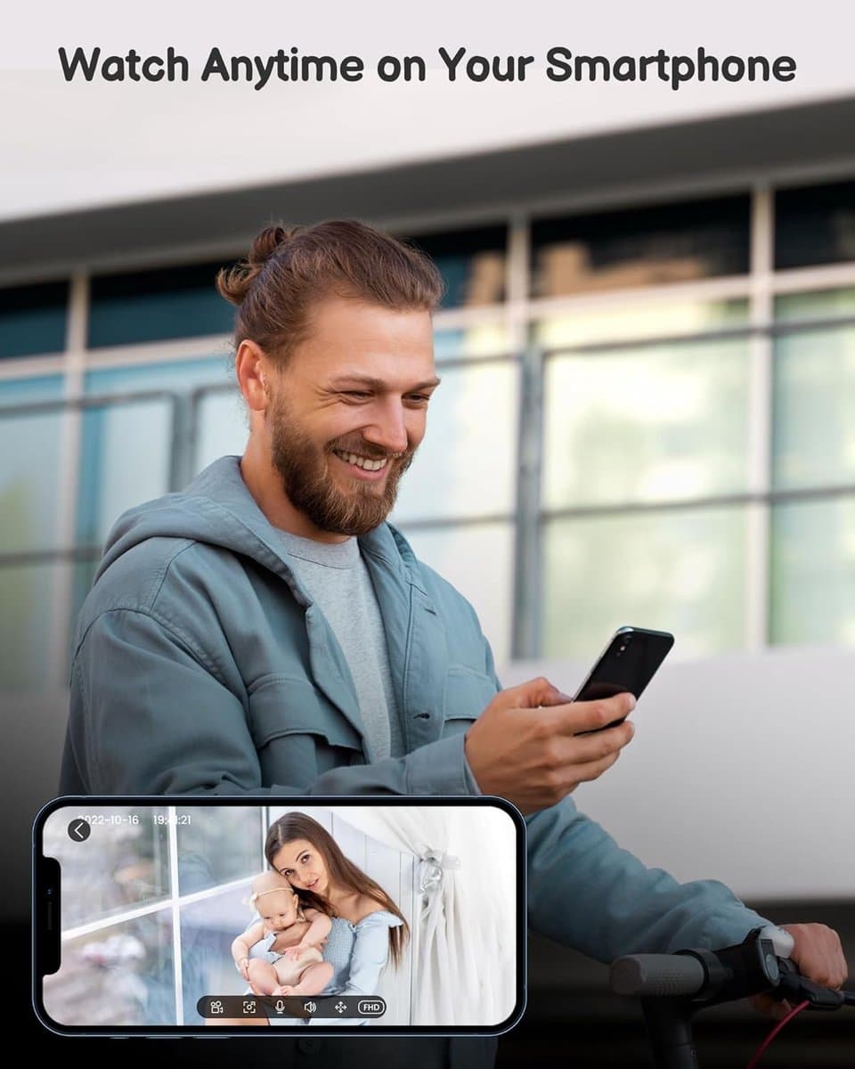 Boifun Baby 1SM - Babyfoon met Camera - 2MP & 4X Zoom - 4.3” HD WiFi Video Babyfoon met App - Nachtzicht - 2-Weg Talk thumbnail 5