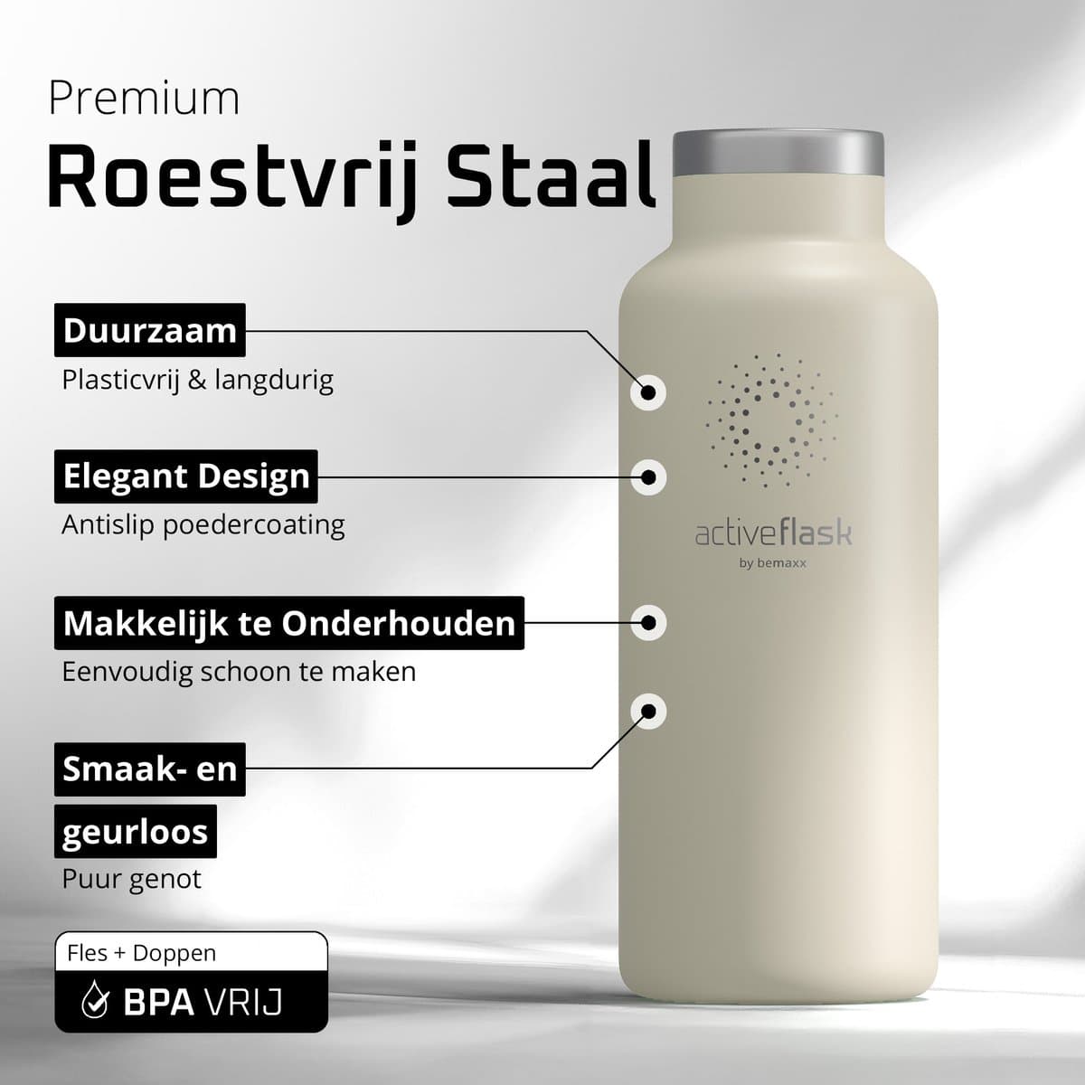 bemaxx Drinkfles met Rietje RVS Thermosfles ACTIVE FLASK (3 Drinkdoppen met Infuser), Volwassenen Kinderen, BPA-Vrij + Lekvrij | 1 Liter/500 ml Isoleerfles, Vacuüm Waterfles Sport Fitness Fietsen Water Fles Waterbidon Sportbidon thumbnail 4