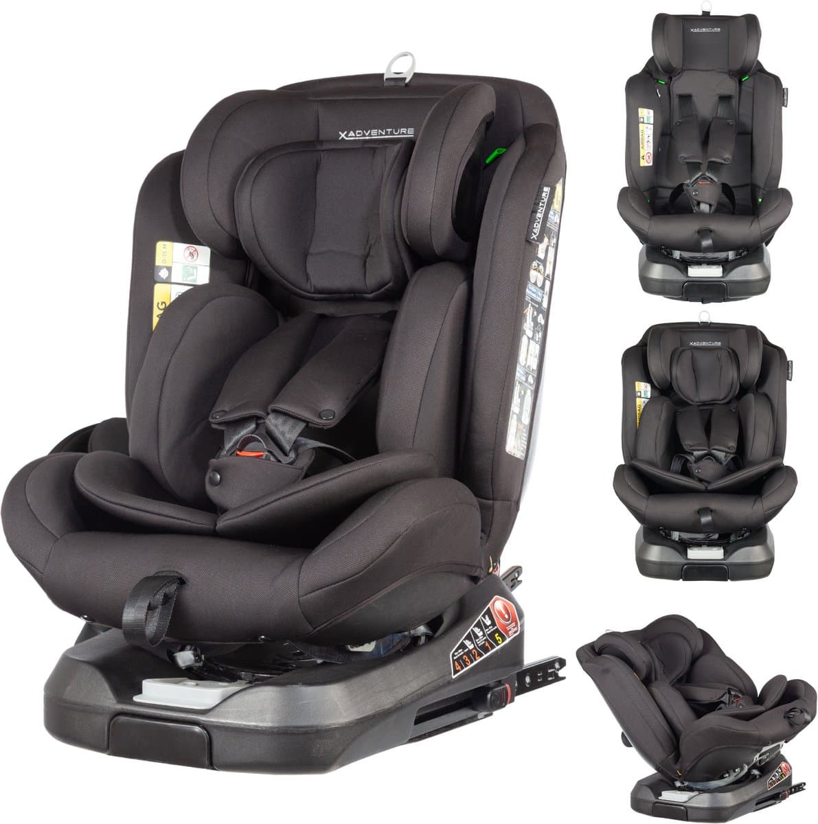 X Adventure Autostoel 360° Draaibaar Supreme - i-Size Met Isofix - Groep 0/1/2/3 (40 cm tot 150 cm) -Vanaf Geboorte tot 12 jaar - Zwart