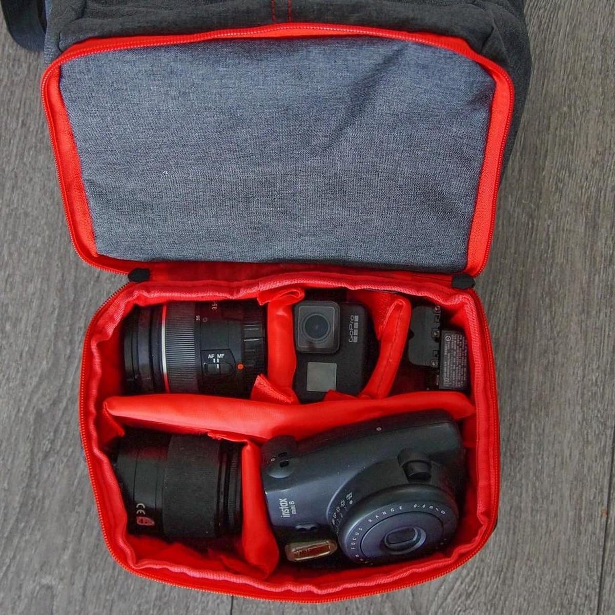 Reismonkey Camera Schoudertas – Cameratas Voor Spiegelreflexcamera/Systeemcamera – Fototas met schouderband - Grijs thumbnail 3