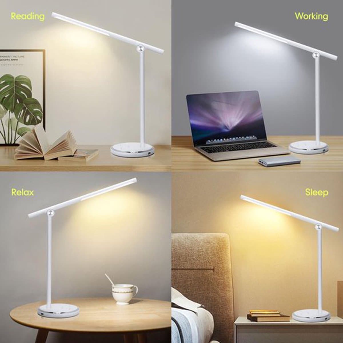 Aigostar Vince - Bureaulamp led dimbaar - 10 helderheidsmodi - 5 lichtkleuren - Opvouwbaar - USB Opladen - Smart Touch - Leeslamp - Tafellamp - Wit thumbnail 6
