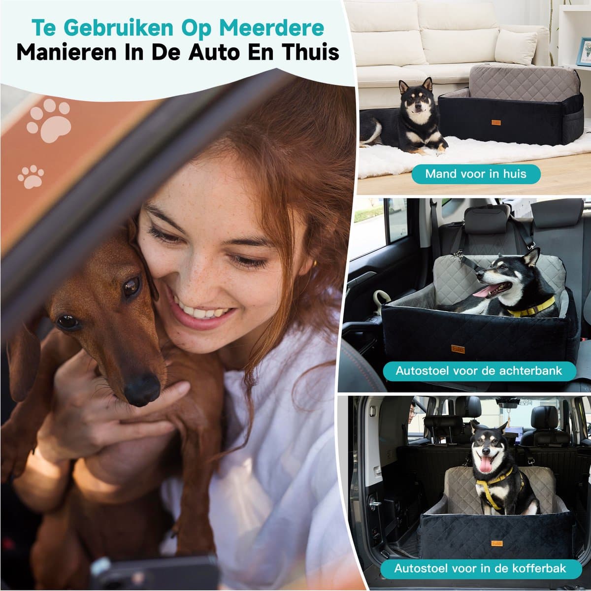Filo Wasbare Autostoel Hond Groot met Gordel - Honden Autostoel Achterbank & Kofferbak - Hondenmand Auto - Automand Honden - Hondenstoel thumbnail 4
