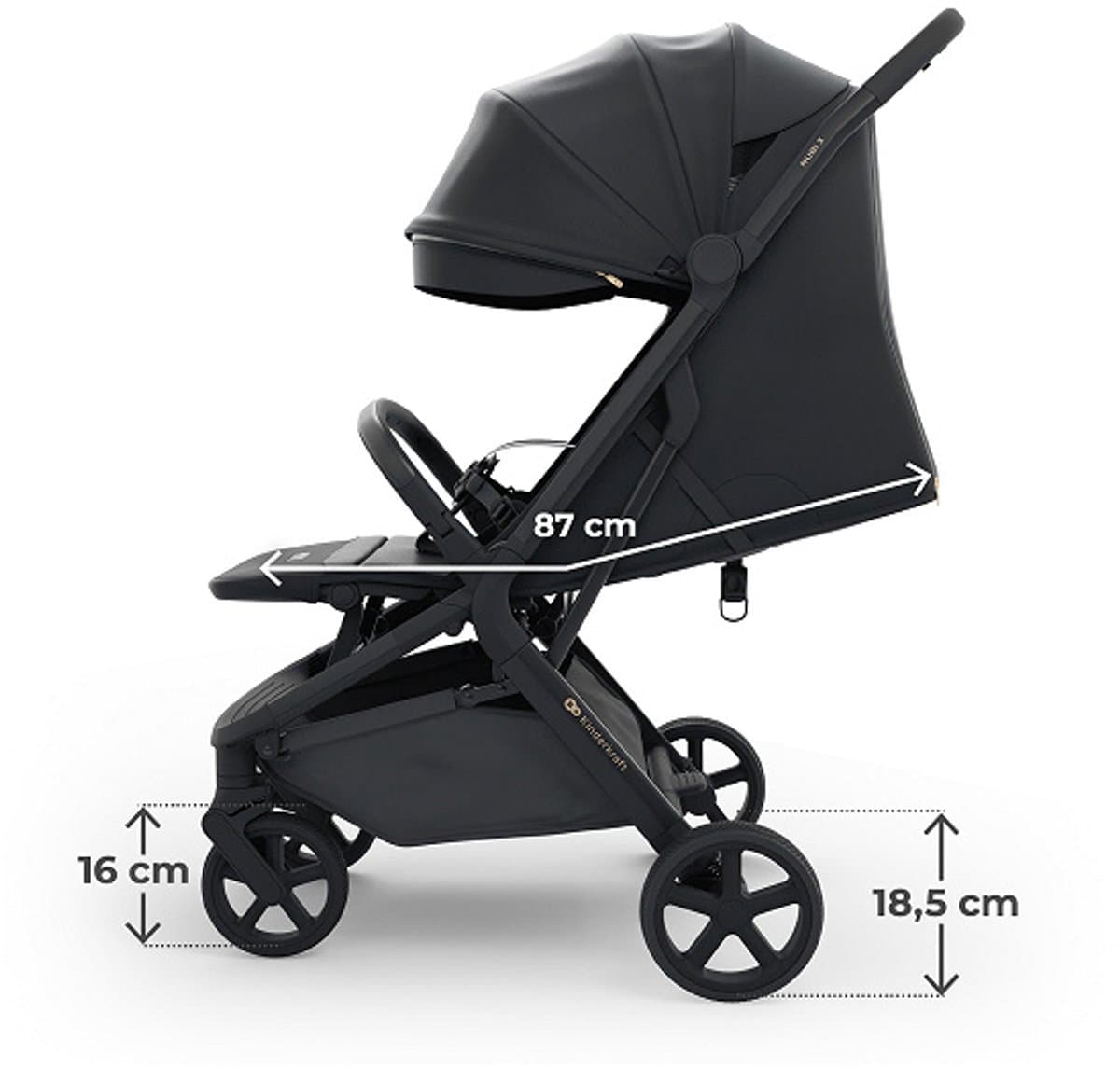 Kinderkraft NUBI 3 Buggy – Lichtgewicht & Automatisch Inklapbaar – Tot 27 kg – Verstelbare Rugleuning – Zwart thumbnail 2