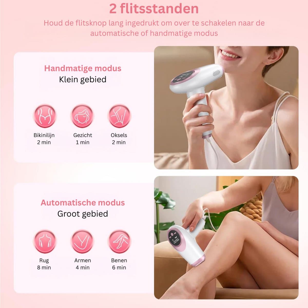MKSS® Laser Ontharingsapparaat - IPL Ontharing - Mannen & Vrouwen - Wit en Roze thumbnail 4
