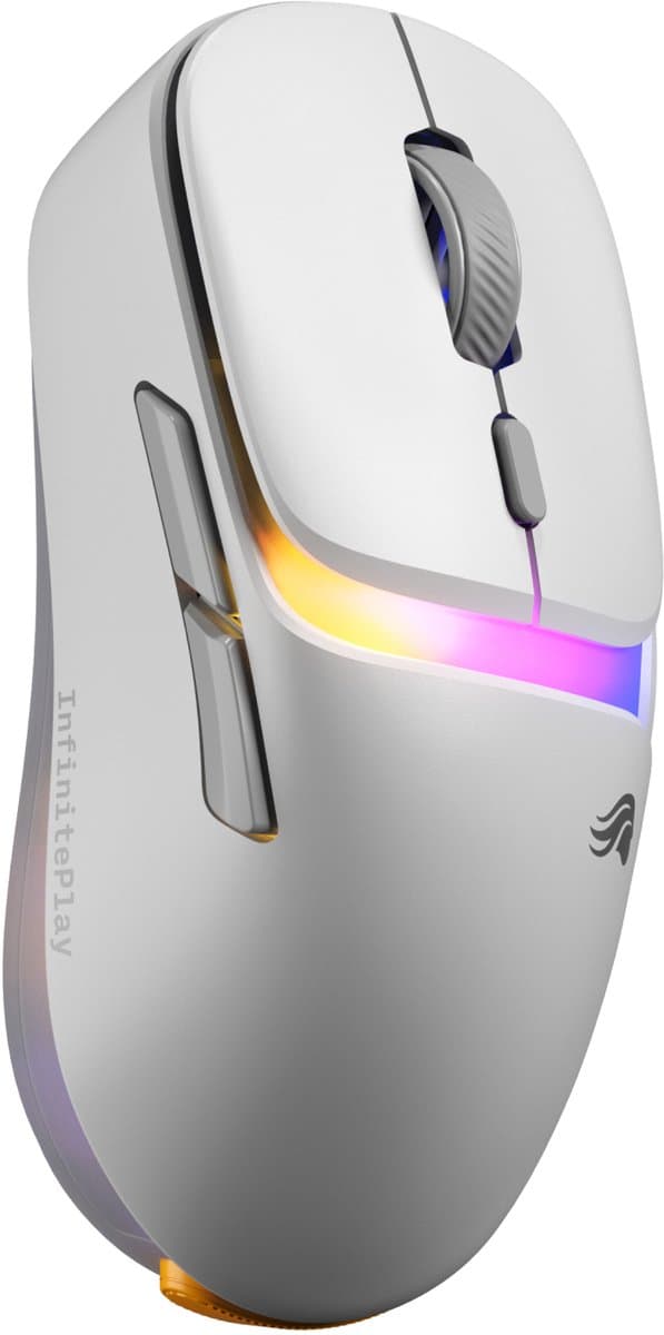 Glorious Gaming - draadloze gamingmuis Model D3 - Uitwisselbaar InfinitePlay-batterijsysteem, 8k polling, 130M click optische schakelaars, licht gewicht van 69 g, 30K DPI optische sensor, RGB - Wit thumbnail 3