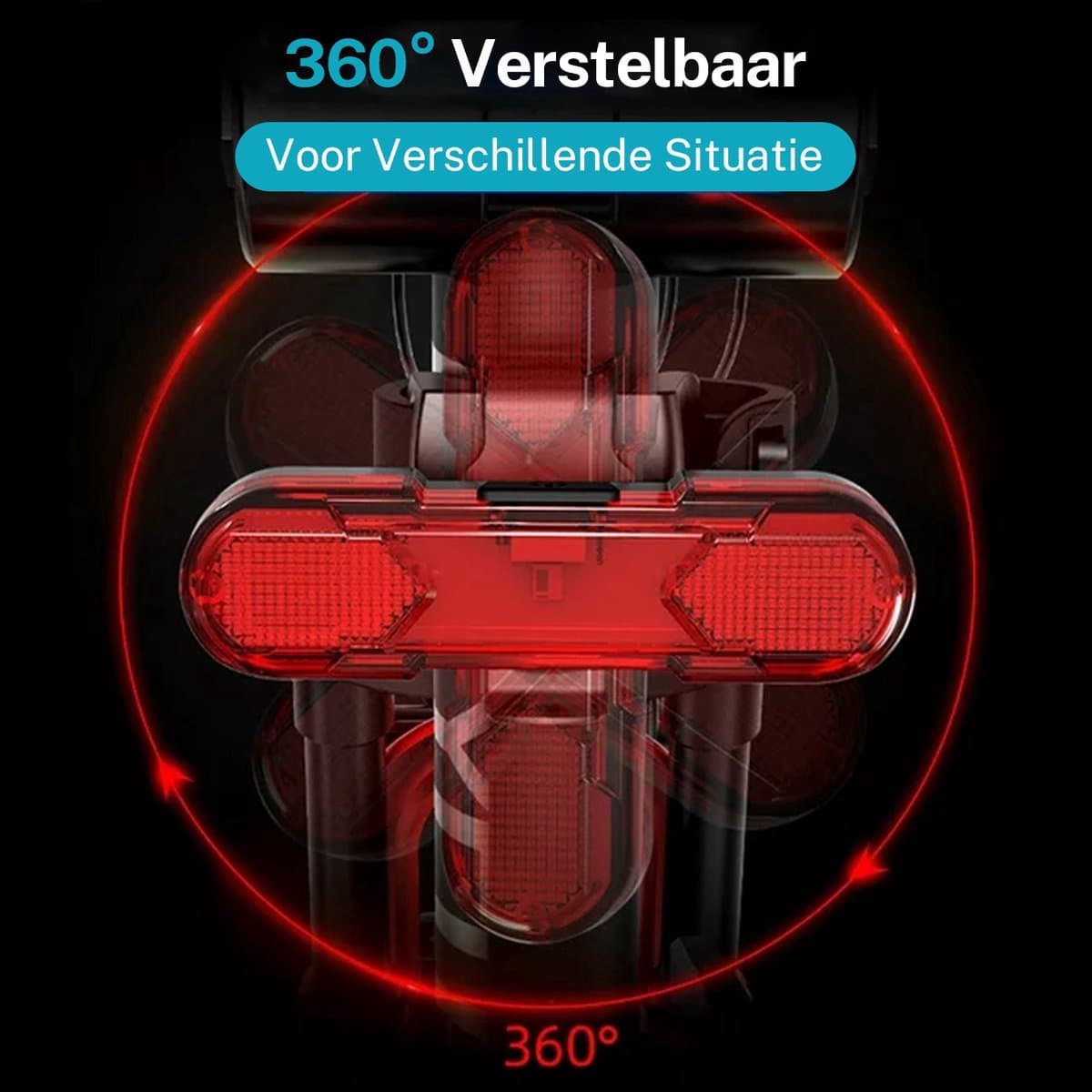 TRANSNECT® - Fietsverlichting LED set - Fietslampjes voor en achter licht - 6 lichtstanden - USB oplaadbaar - Draagbaar - Waterdicht thumbnail 6