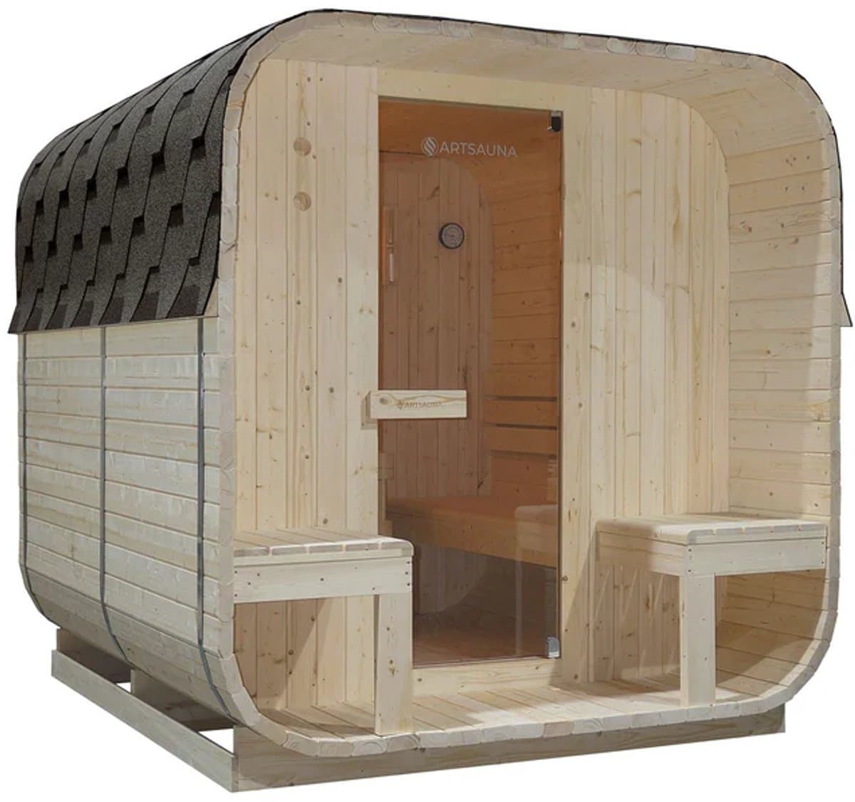 Vierkante Barrelsauna Nolvik - Incl. Toebehoren - 220x185 x194 cm thumbnail 7