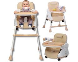 Twinky® Kinderstoel – 2-in-1 Kinderwagen Set – Bruin – Inklapbare Eetstoel & Baby Wagentje en Babystoel Voor Aan Tafel  –  Kinderzetel, Peuterstoeltje en Meegroeistoel  in 1