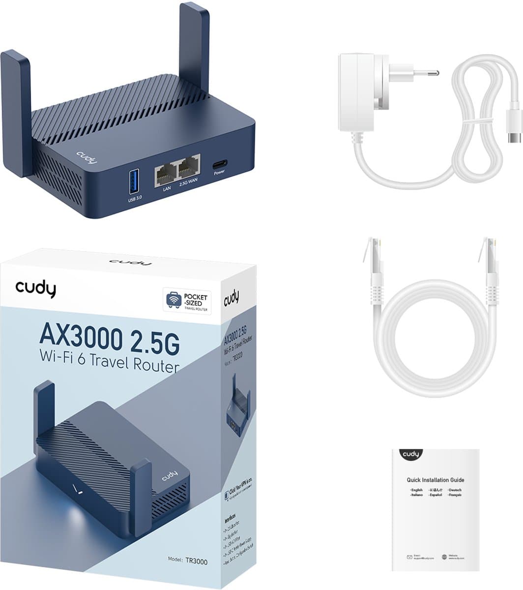 Cudy TR3000 AX3000 Mini VPN Router – Wi-Fi 6, 2.5GbE, compact thumbnail 5