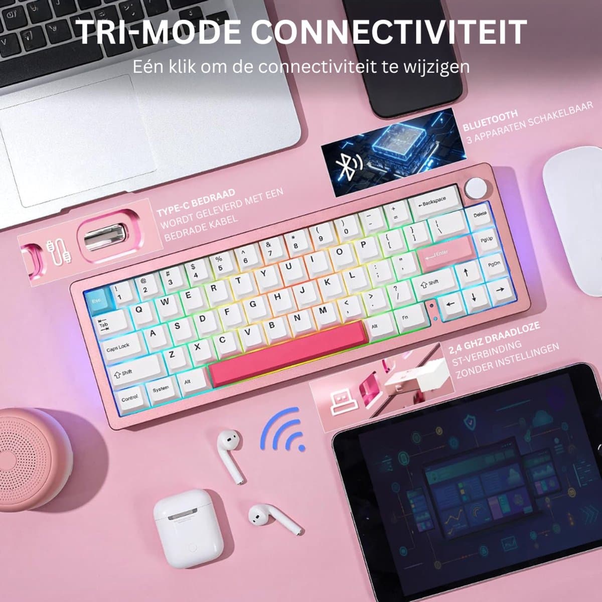 DailySupplies® Mechanical Keyboard - Mechanisch Toetsenbord Gaming - Roze thumbnail 3