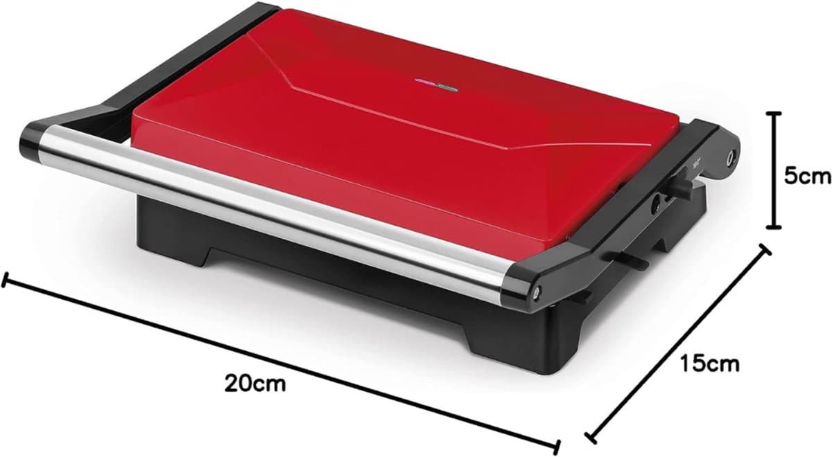 DailySupplies® Contactgrill - Tosti Apparaat - Tosti-ijzers - Panini Grill - Rood met zwart thumbnail 6