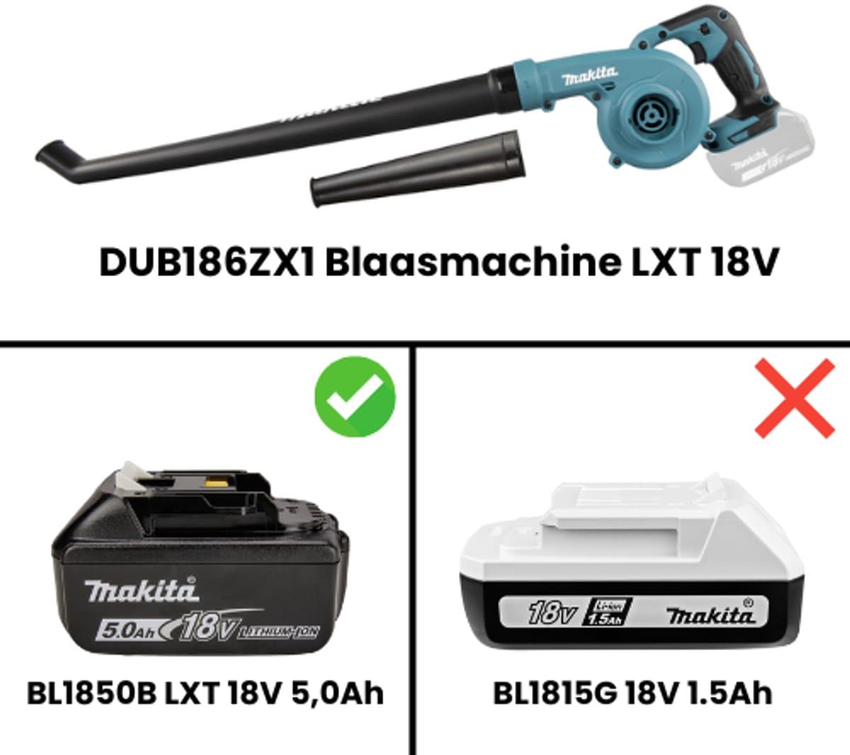 Makita DUB186ZX1 Blaasmachine 18V – 3 standen, 68 m/s thumbnail 3