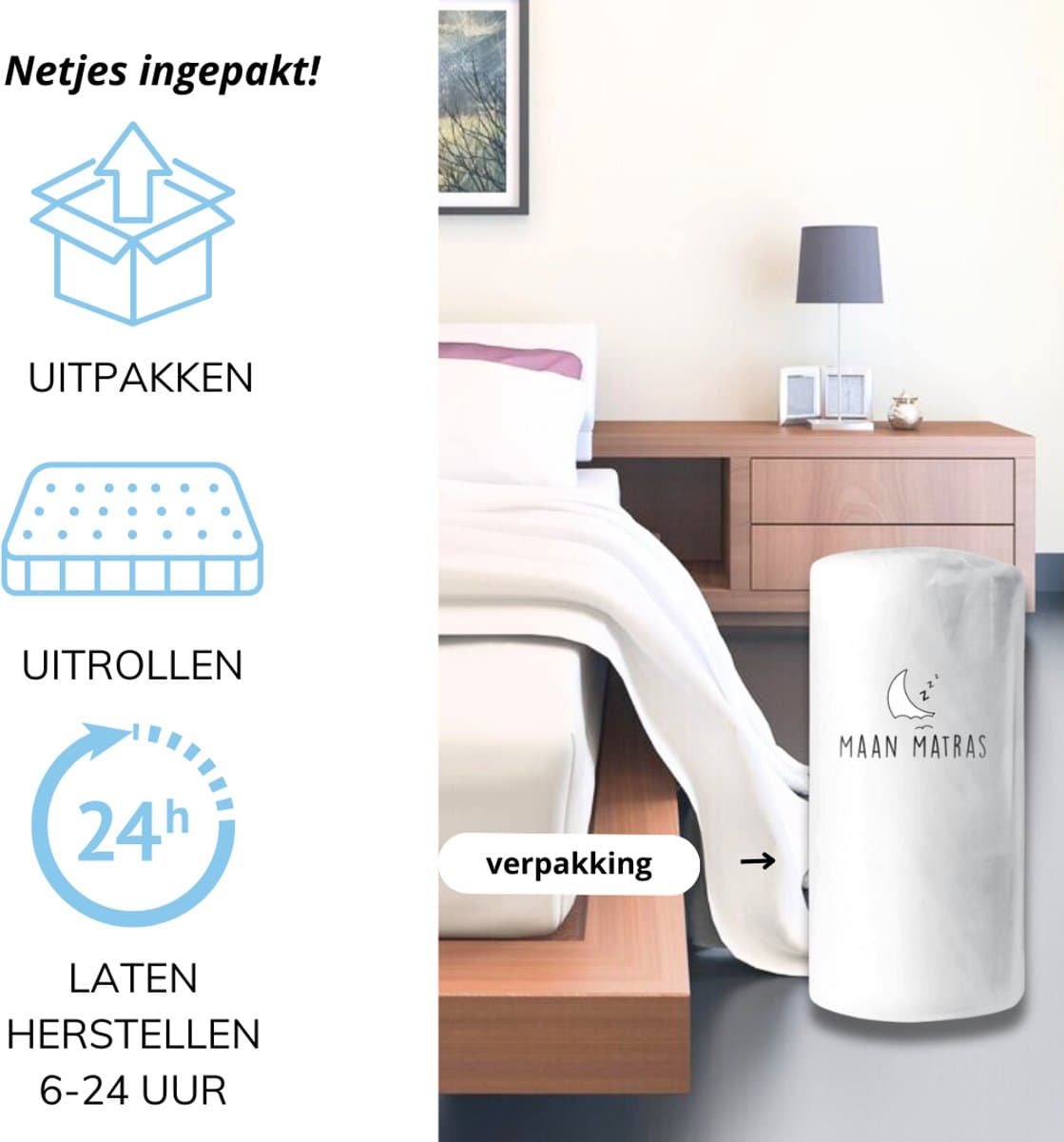 Maan Matras 160x200 – Aanpasbaar Koudschuim & Hybrid 24cm thumbnail 3