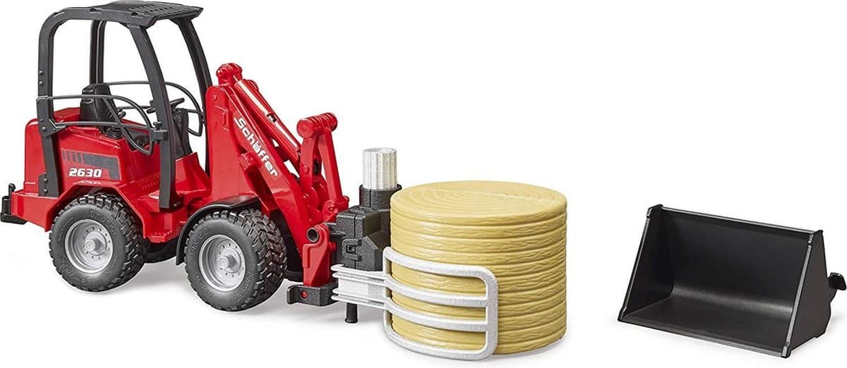 Bruder Schäffer Compactlader 2630 met hooibalengrijper thumbnail 3