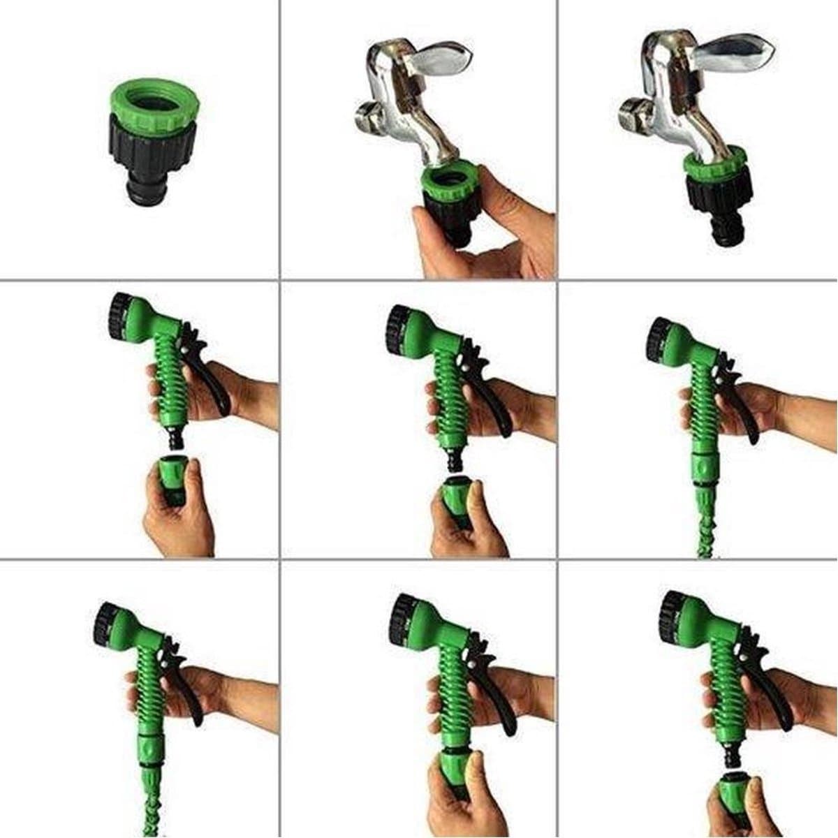 Flexibele Tuinslang – 45 Meter – Uitrekbaar – 7 Sproei Functies - Magische Tuinslag – Elastisch - Lichtgewicht – Uitzetbaar - Tuin Bewatering - Groen – Water Hose thumbnail 3