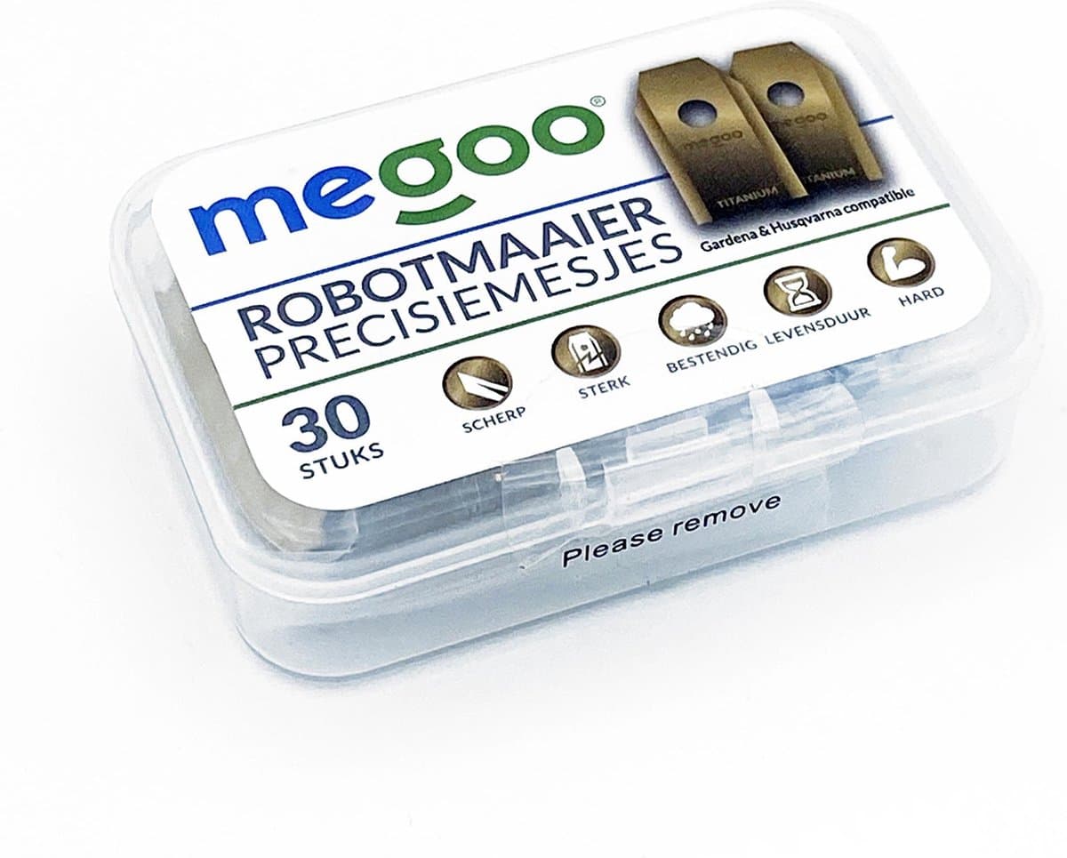 Robotmaaiermesjes voor Gardena robotmaaier - Husqvarna automower - 30st - titanium coat - plastic box - Megoo® thumbnail 6