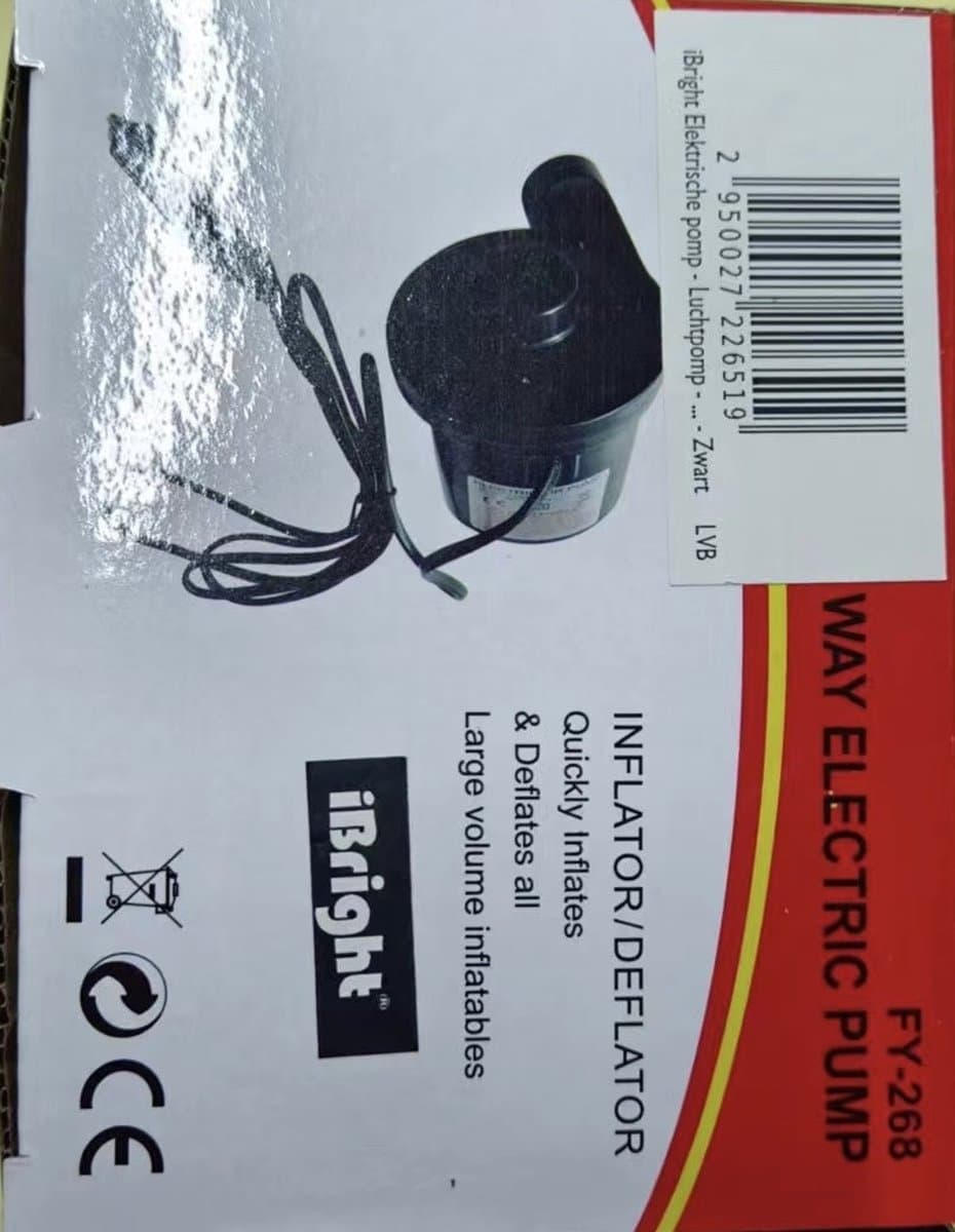 iBright Elektrische pomp - Luchtpomp - Extra krachtig - 12 en 230 Volt - 450 Liter/min - Zwart thumbnail 7